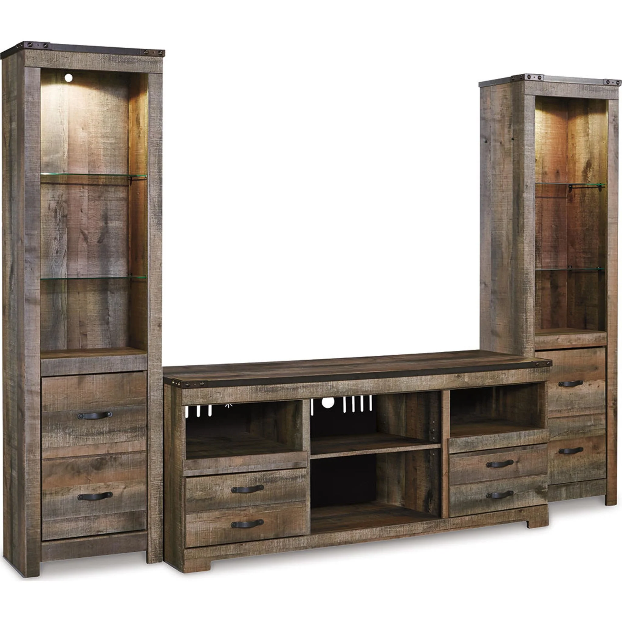 Trinell 3 Piece Entertainment Unit - Brown