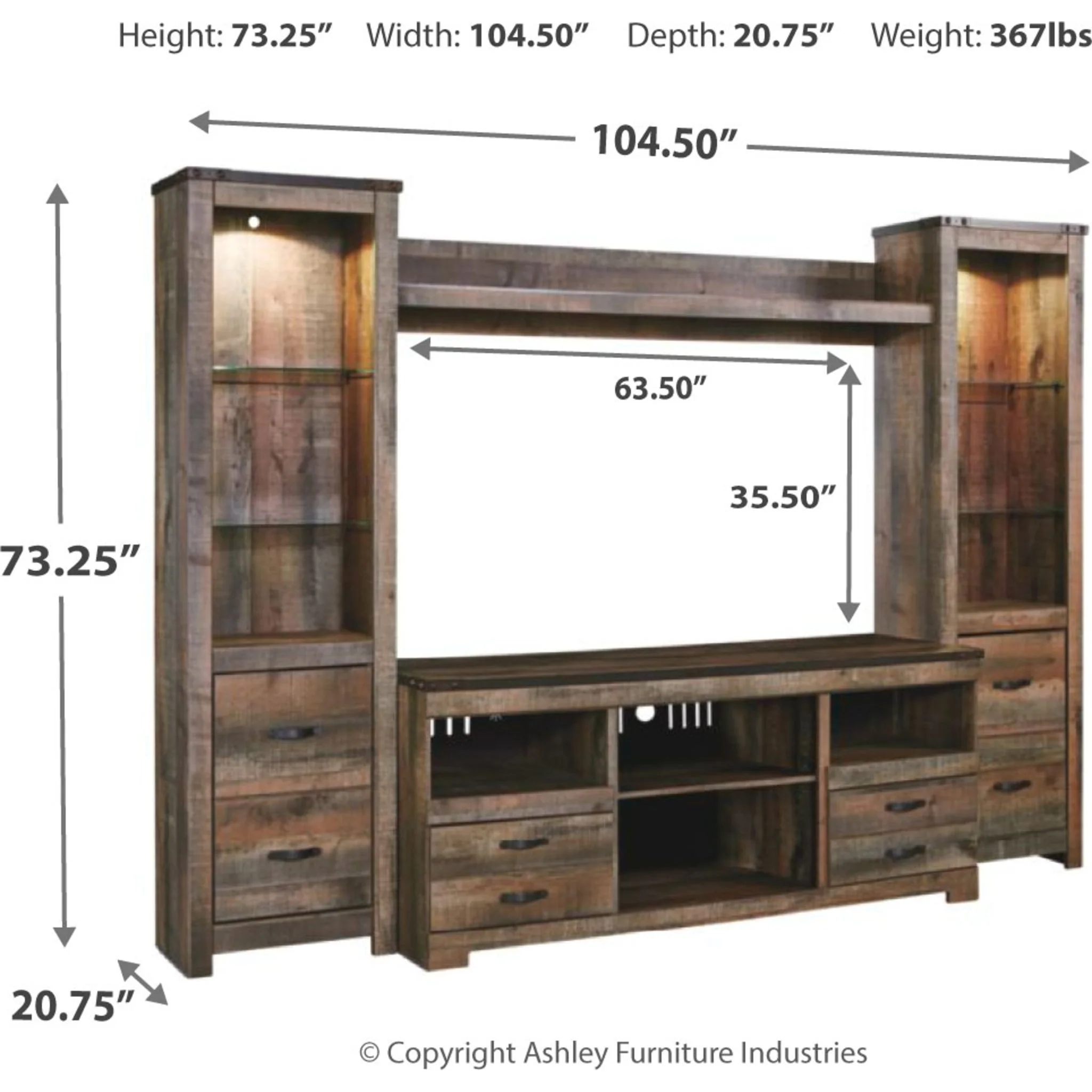 Trinell 4 Piece Entertainment Unit - Brown - Image 3