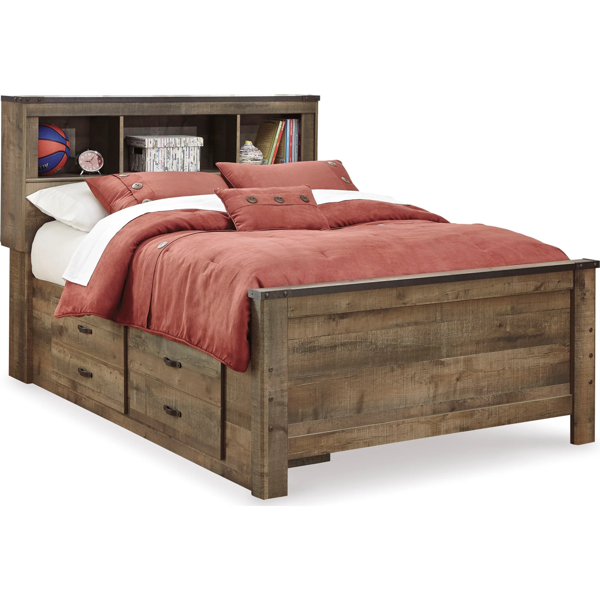 Trinell Full Bookcase Storage Bed - Brown