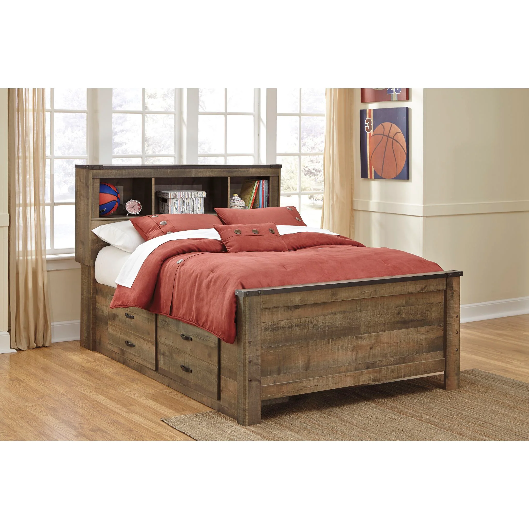 Trinell Full Bookcase Storage Bed - Brown - Image 2