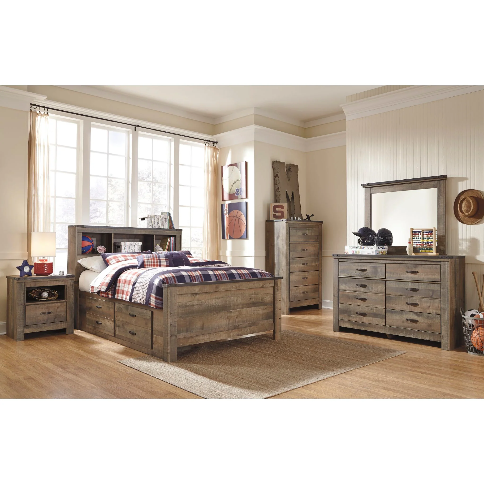 Trinell Full Bookcase Storage Bed - Brown - Image 3