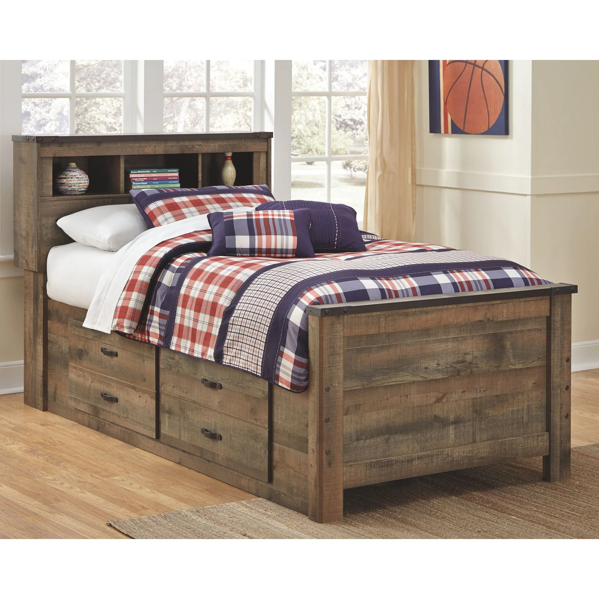 Trinell Twin Bookcase Storage Bed - Brown - Image 2