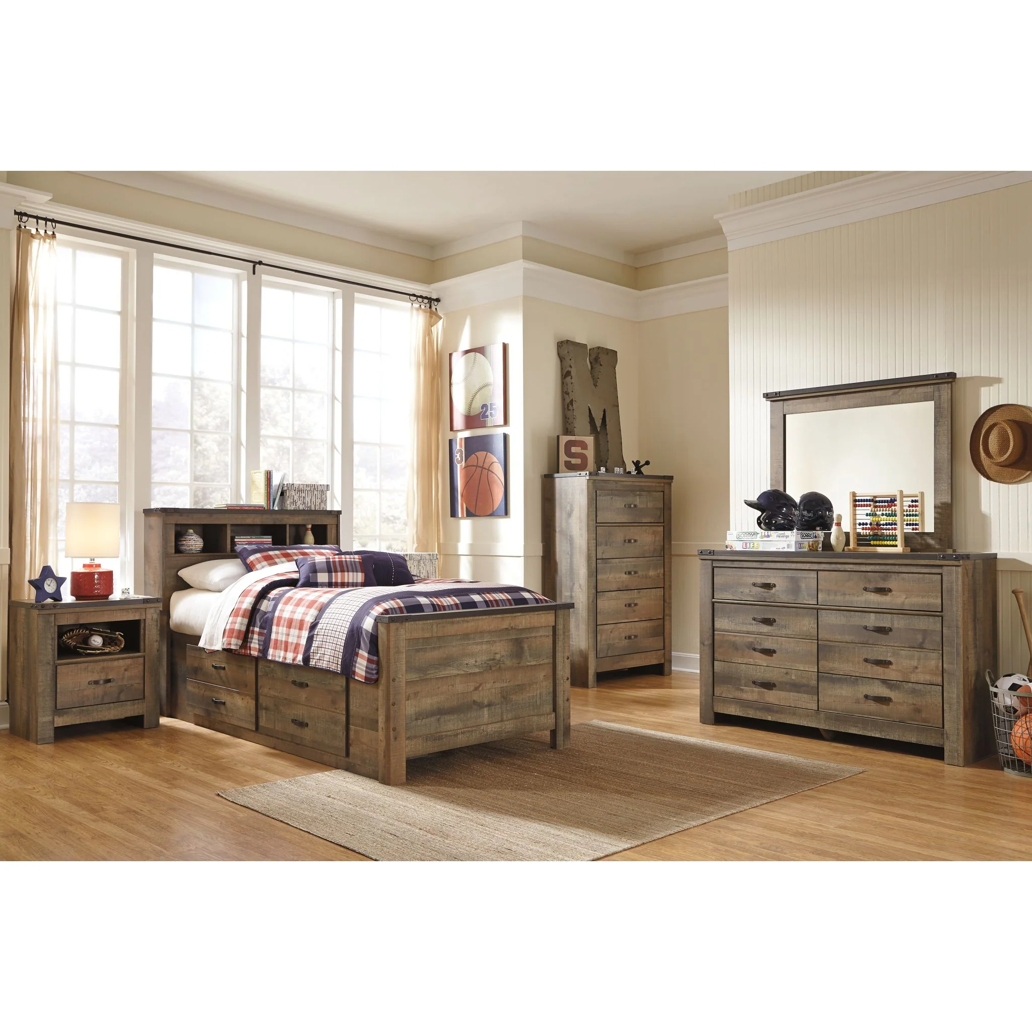 Trinell Twin Bookcase Storage Bed - Brown - Image 3