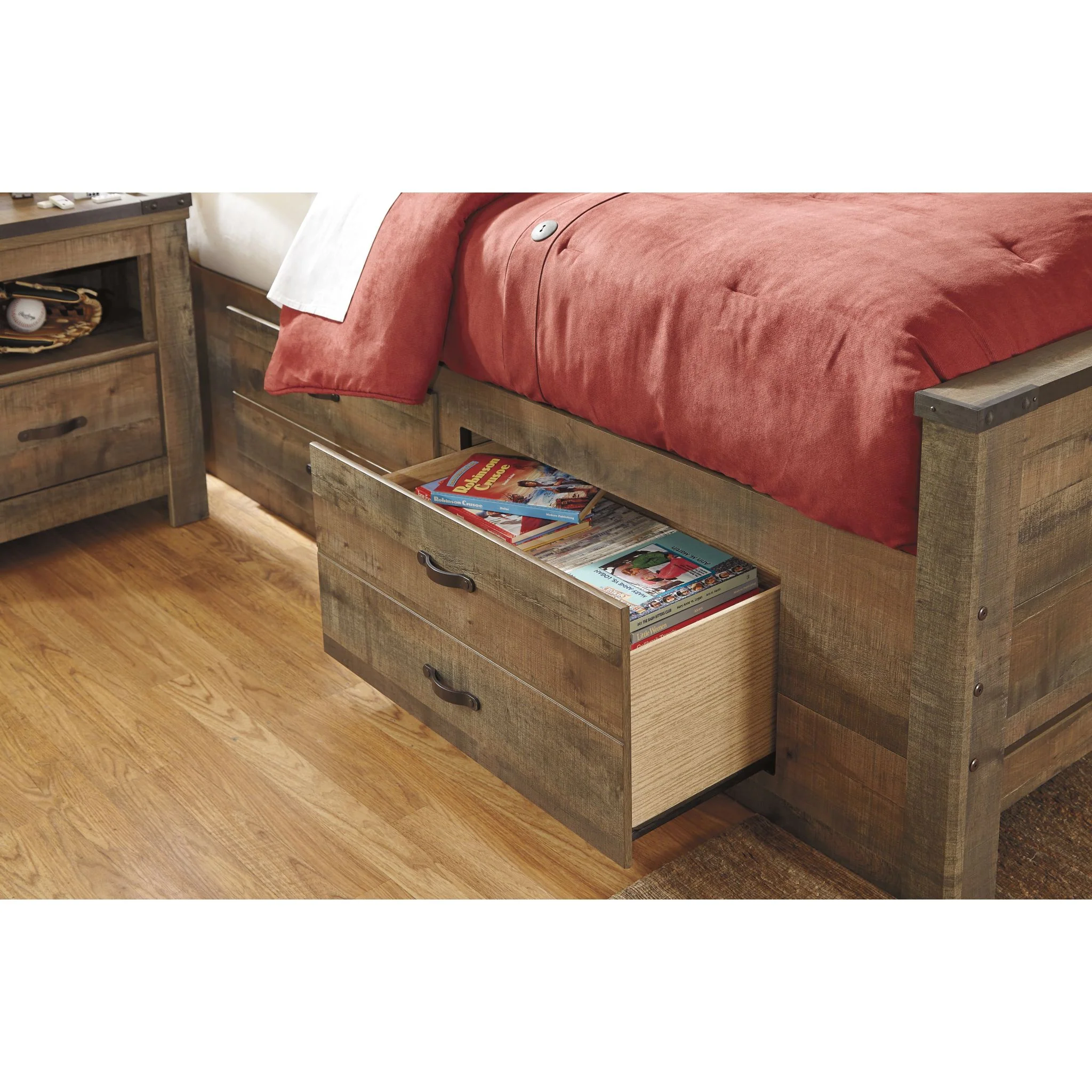 Trinell Bed with 2 Drawer Storage - Brown - Image 12