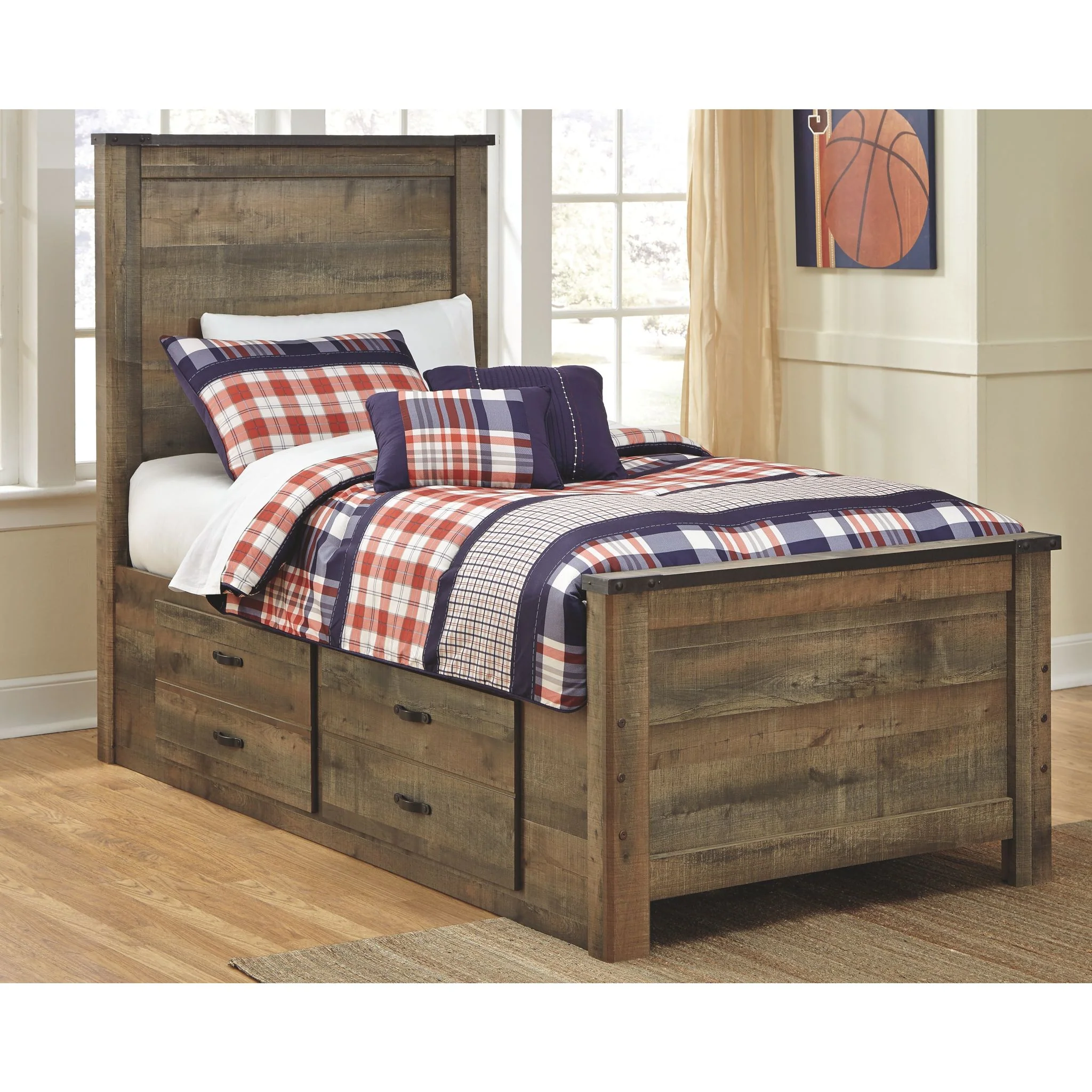 Trinell Bed with 2 Drawer Storage - Brown - Image 2