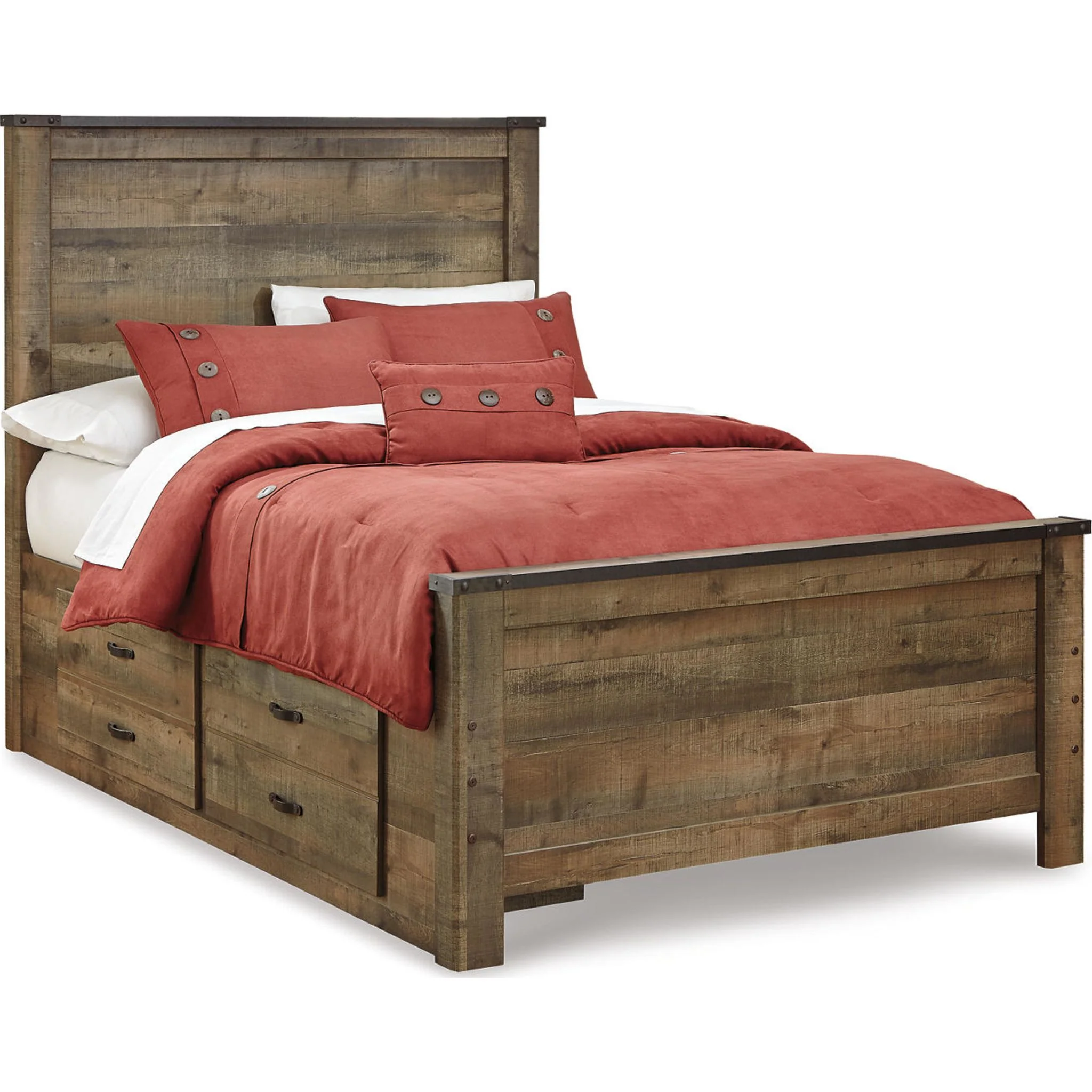 Trinell Bed with 2 Drawer Storage - Brown - Image 23