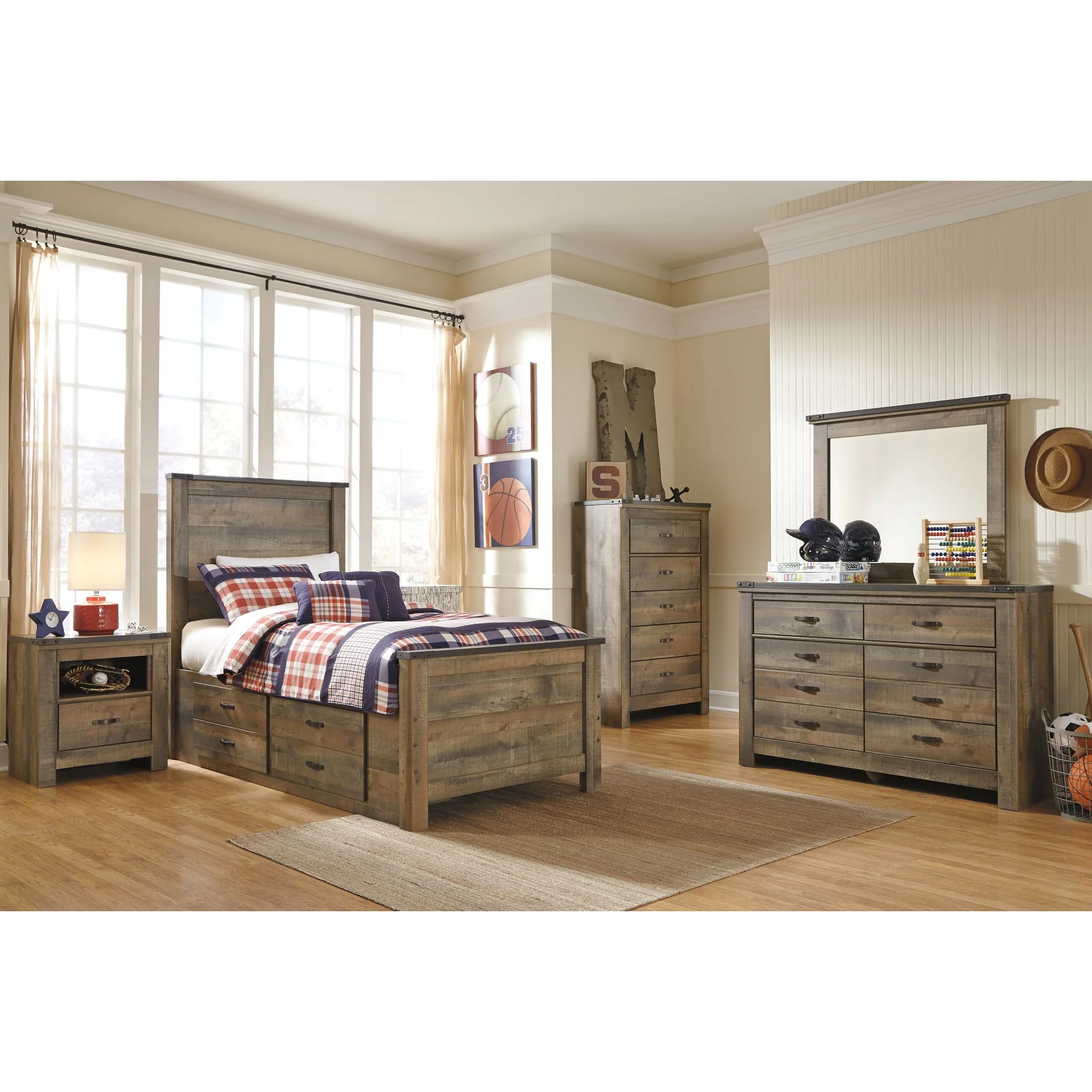 Trinell Bed with 2 Drawer Storage - Brown - Image 3