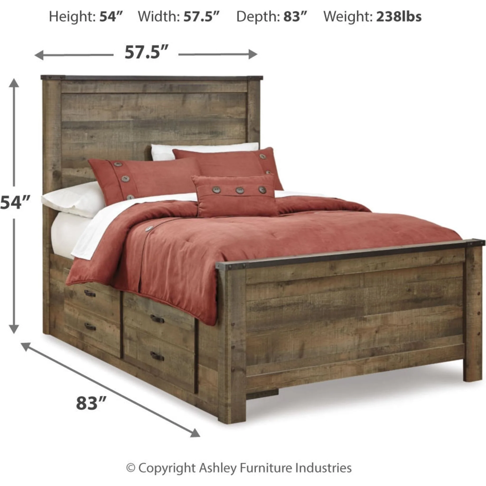 Trinell Bed with 2 Drawer Storage - Brown - Image 31