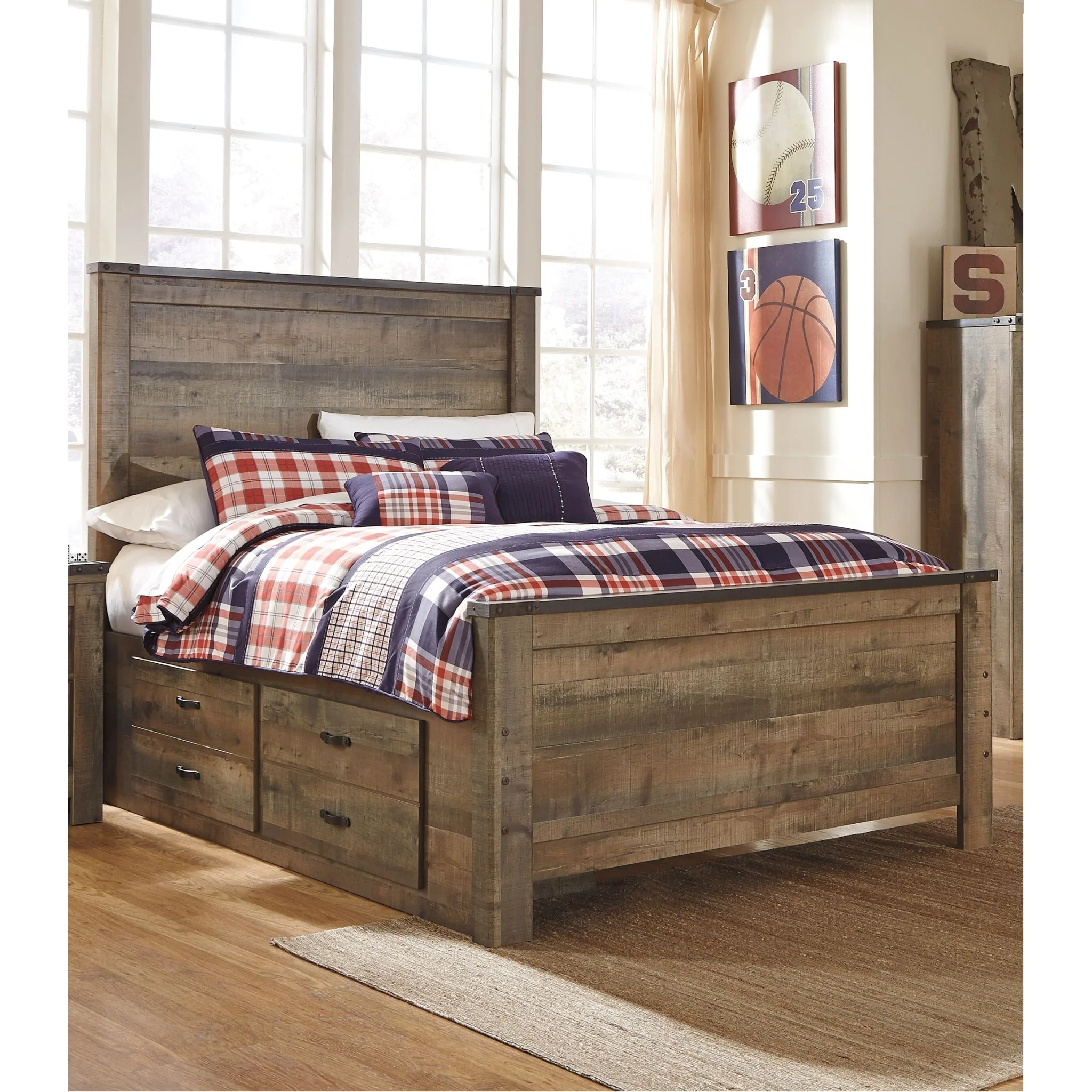 Trinell Bed with 2 Drawer Storage - Brown - Image 9