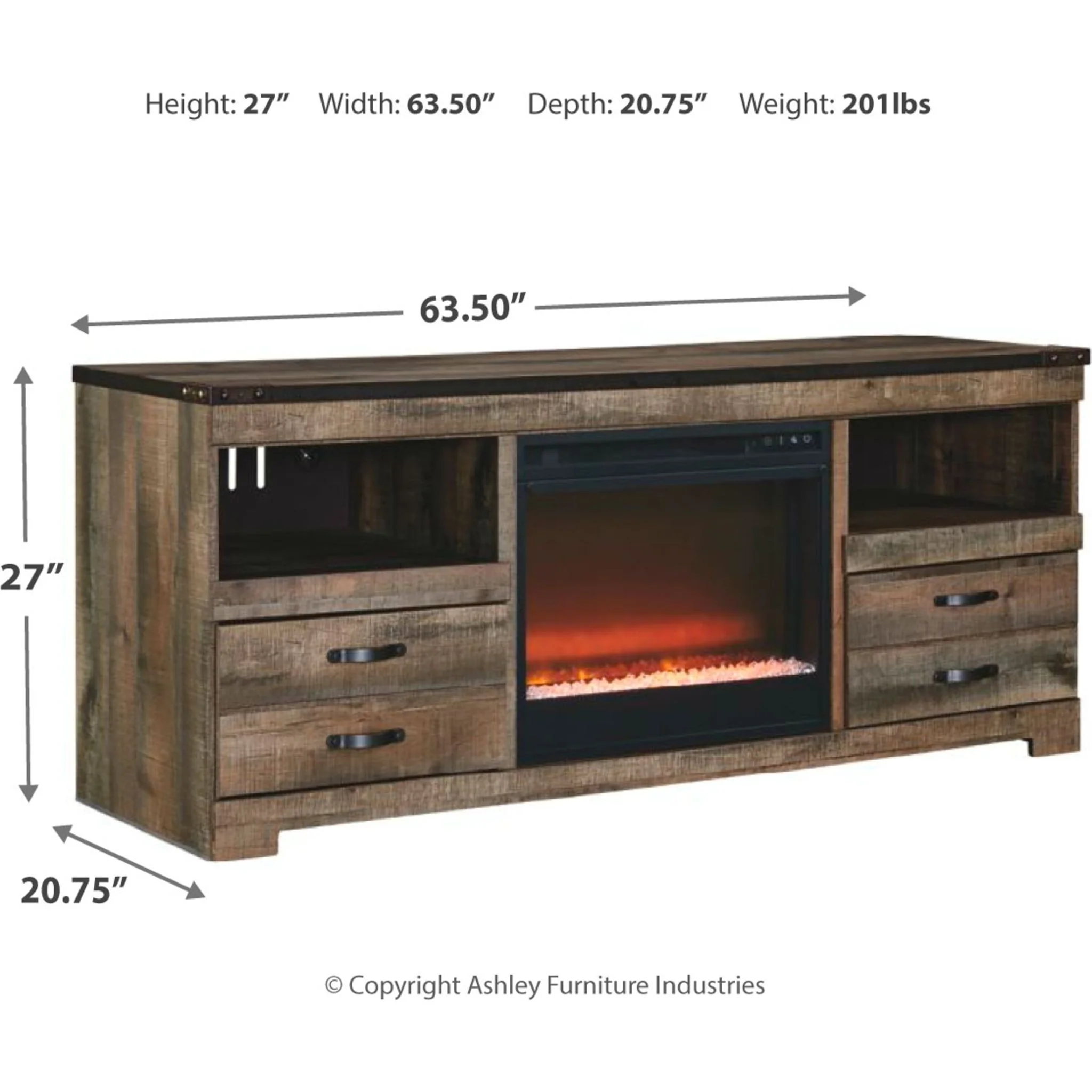 Trinell TV Stand with Fireplace - Brown - Image 4