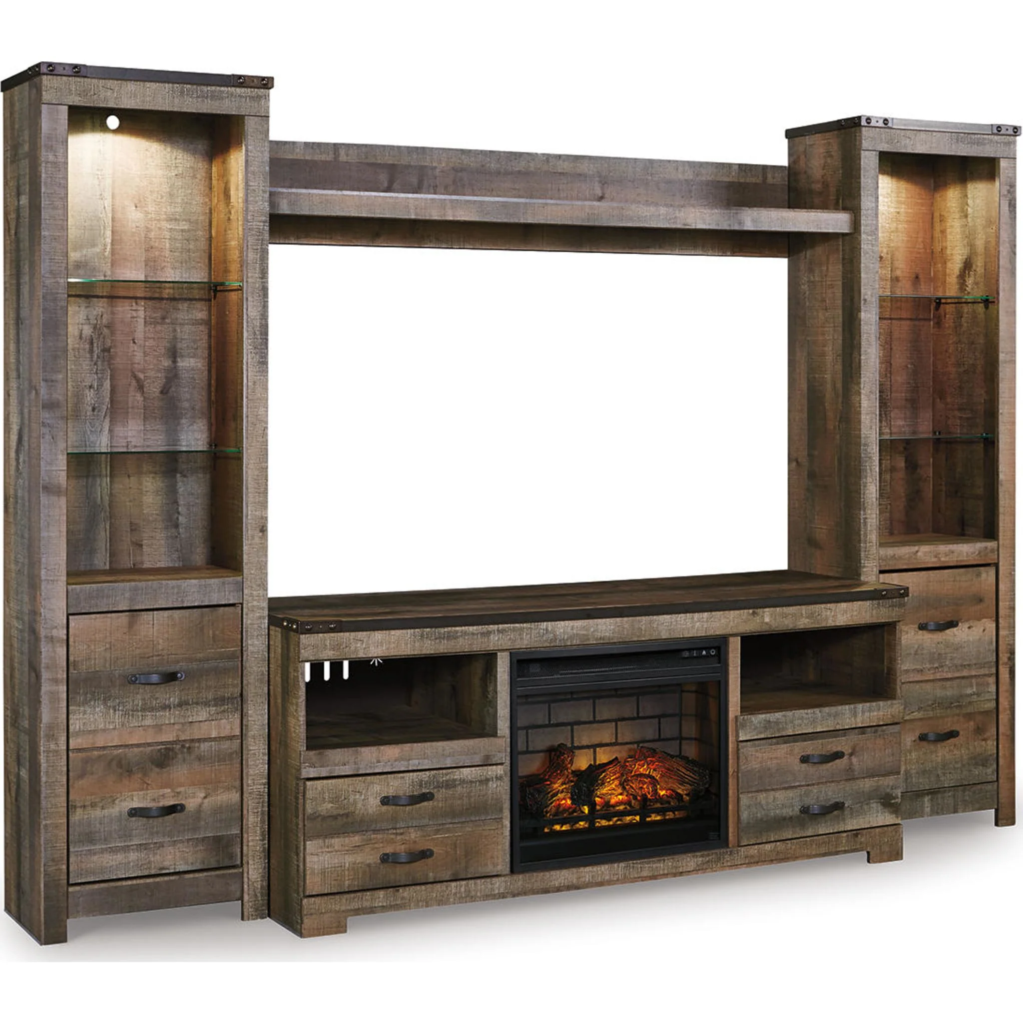 Trinell Entertainment Unit with Fireplace - Brown - Image 5