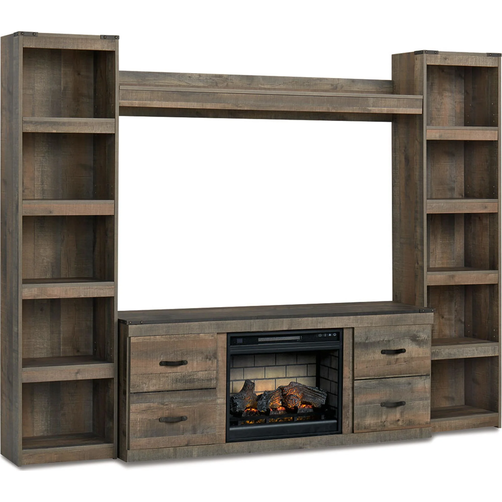 Trinell Entertainment Unit with Fireplace - Brown - Image 3
