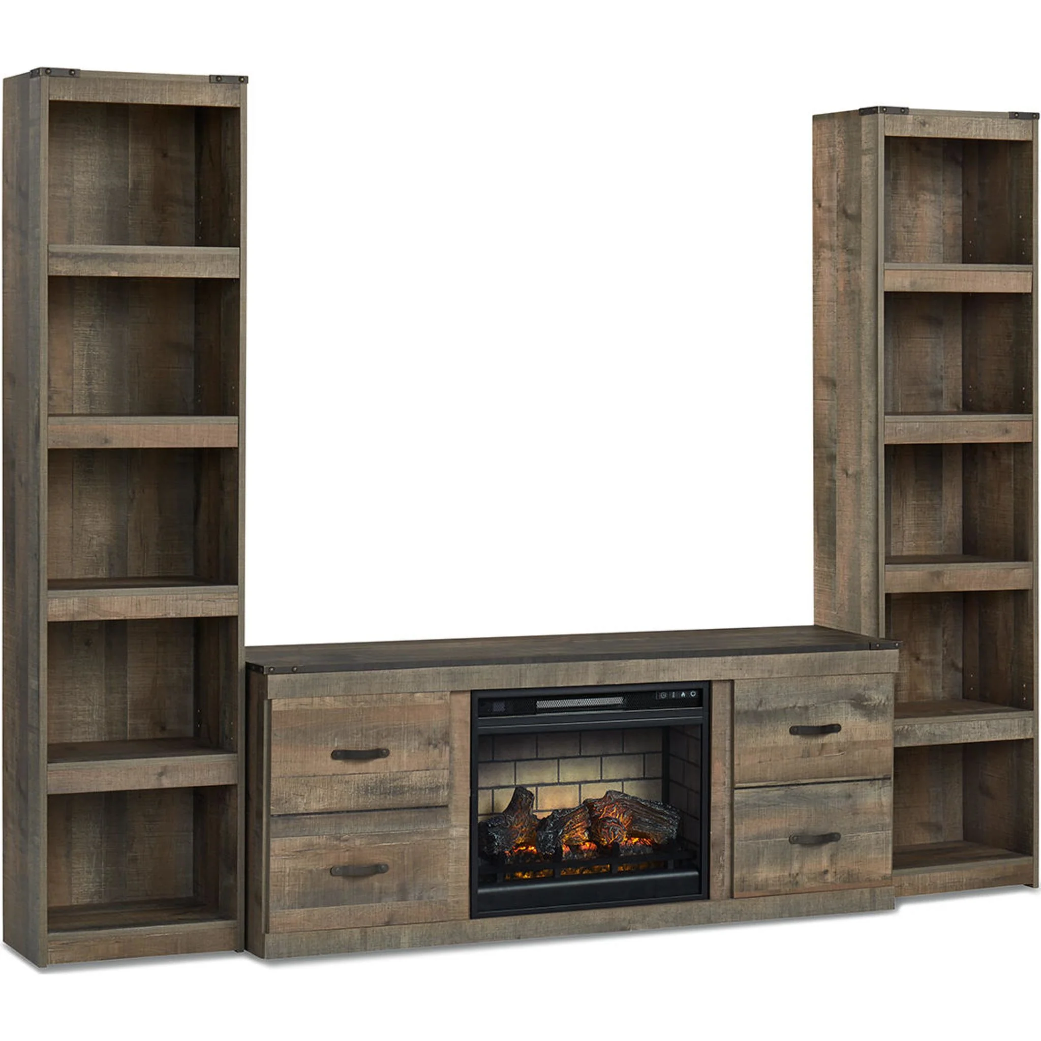 Trinell Entertainment Unit with Fireplace - Brown - Image 2