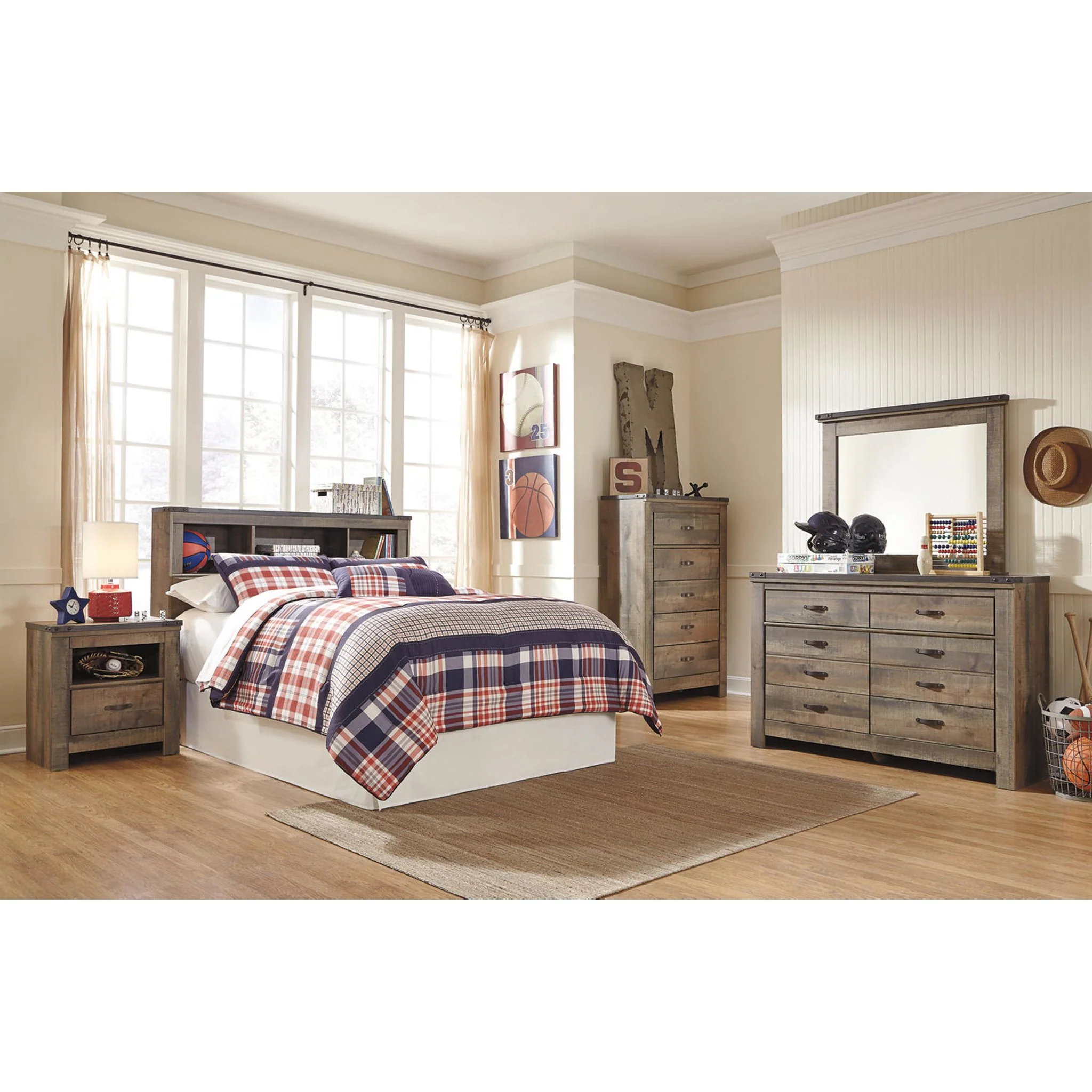 Trinell Full Bookcase Headboard - Rustic - Image 13