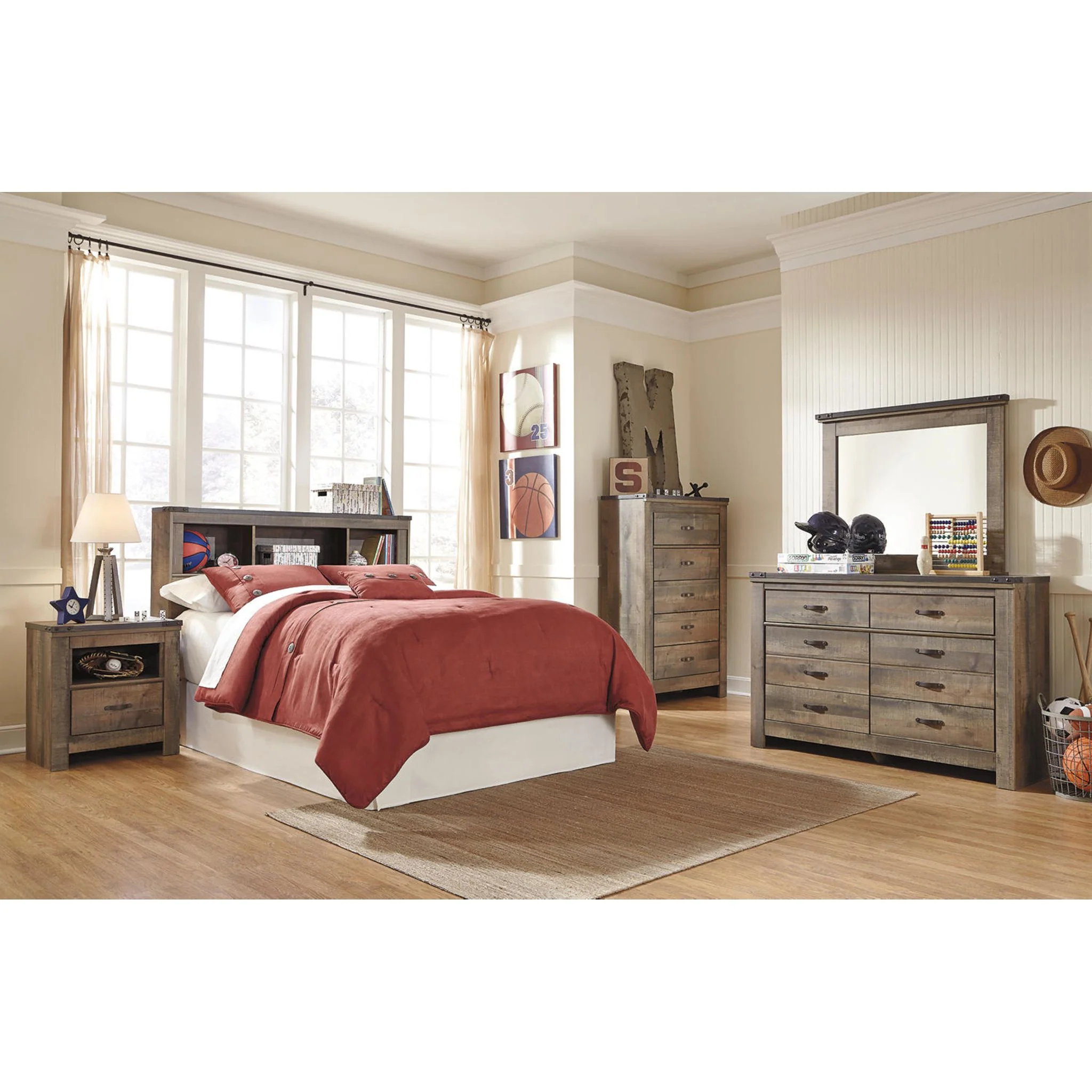 Trinell Full Bookcase Headboard - Rustic - Image 16