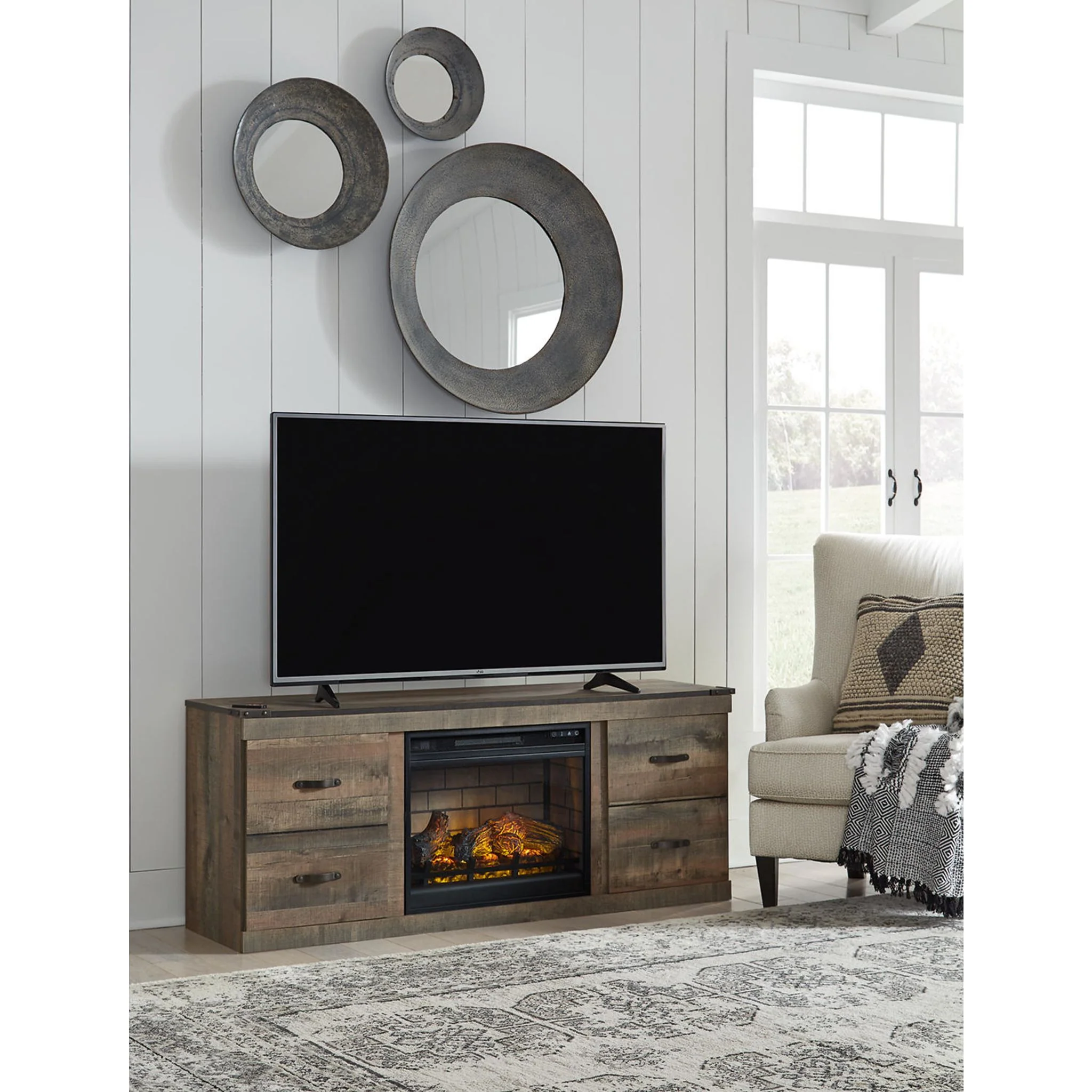 Trinell TV Stand with Fireplace - Brown - Image 2