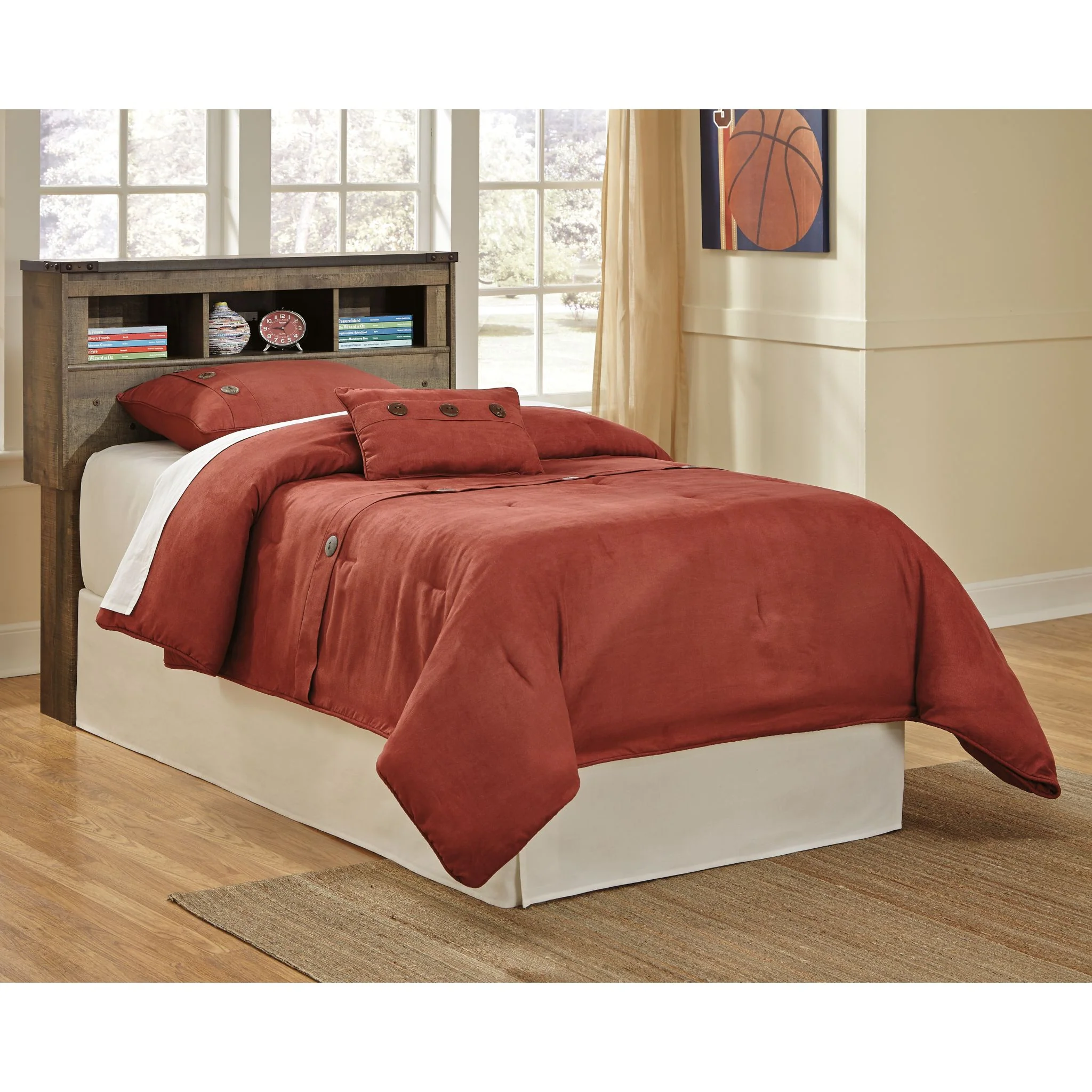 Trinell Twin Bookcase Headboard - Rustic - Image 2