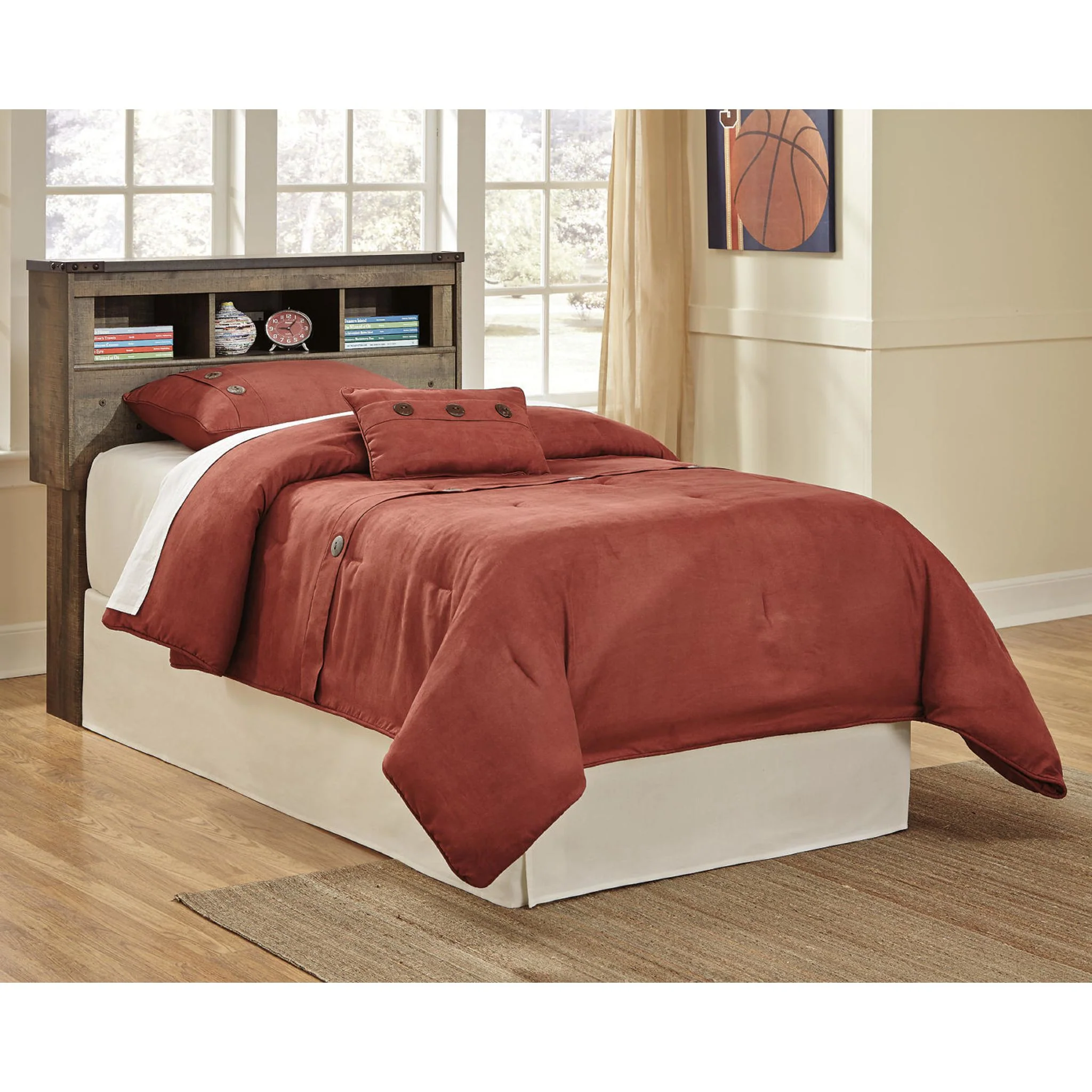 Trinell Twin Bookcase Headboard - Rustic - Image 8