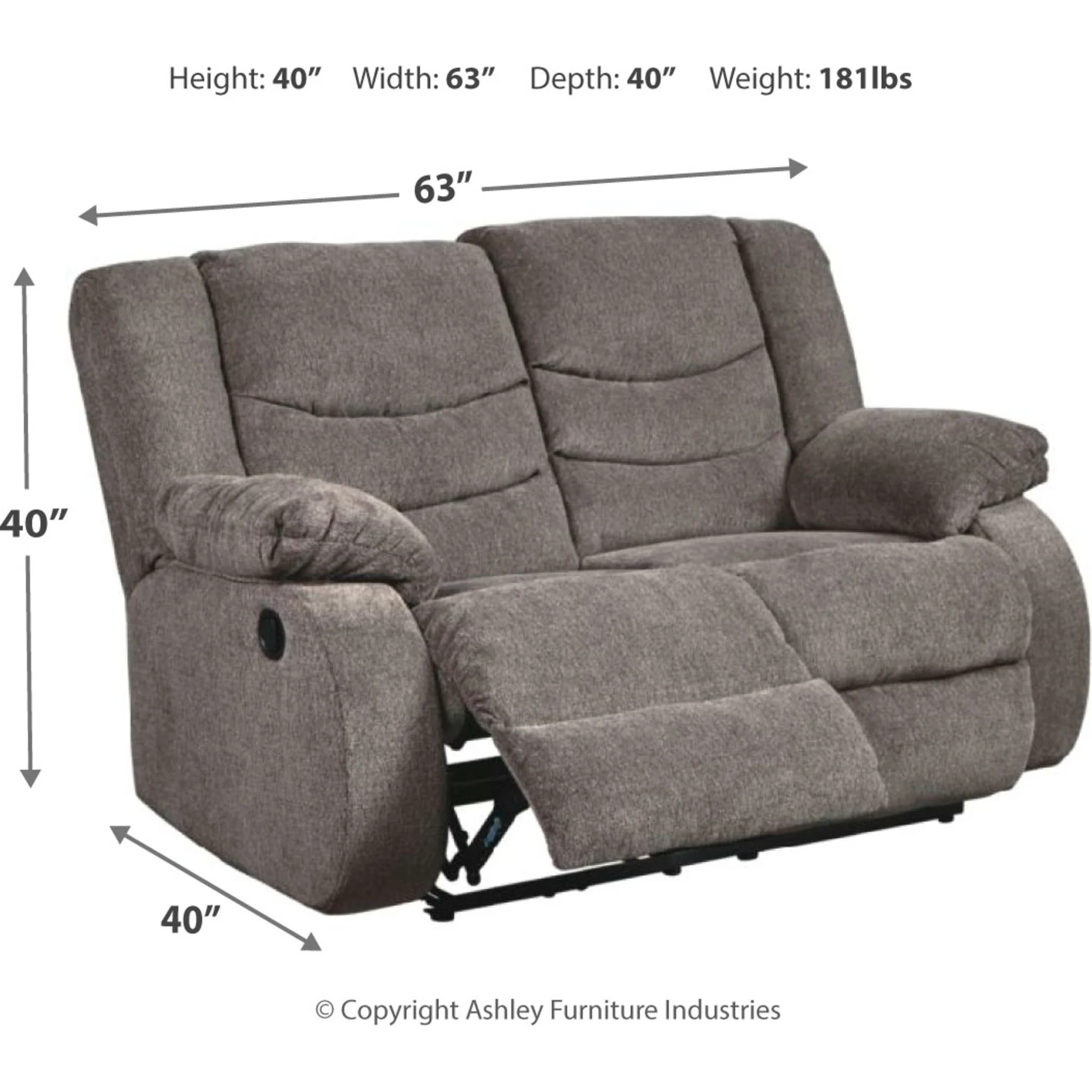 Tulen Reclining Loveseat - Gray - Image 4