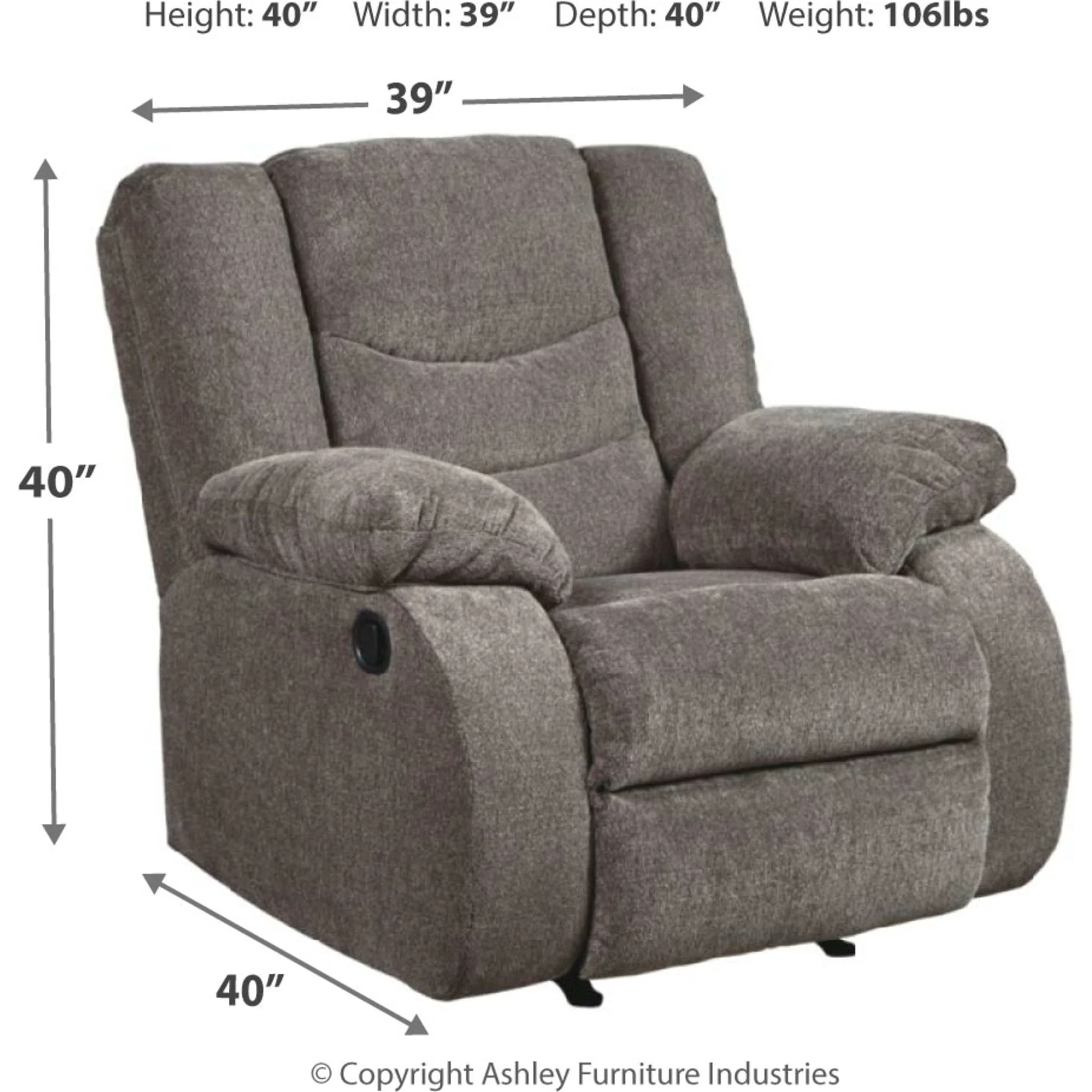 Tulen Rocker Recliner - Gray - Image 3
