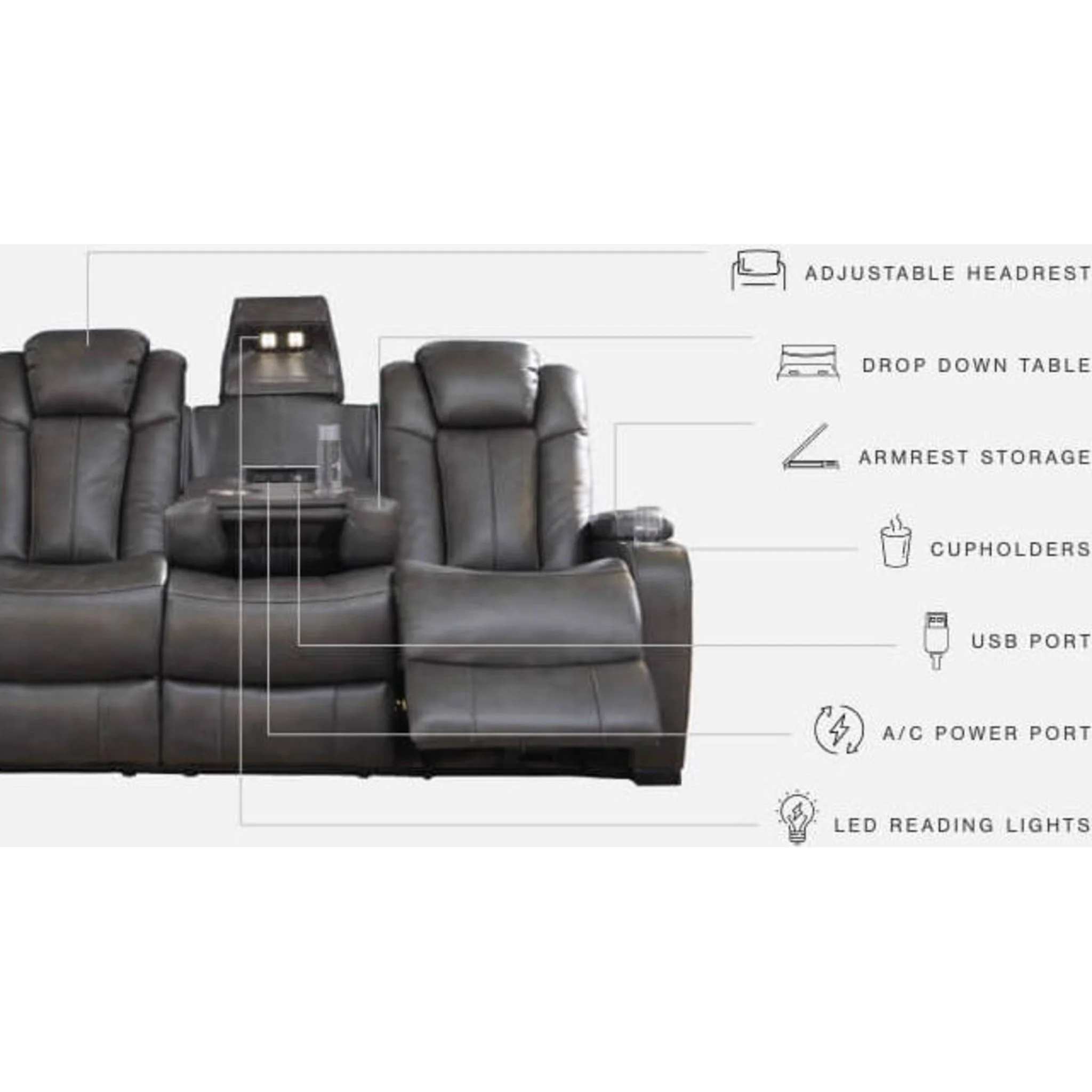 Turbulance Power Reclining Sofa - Quarry - Image 20