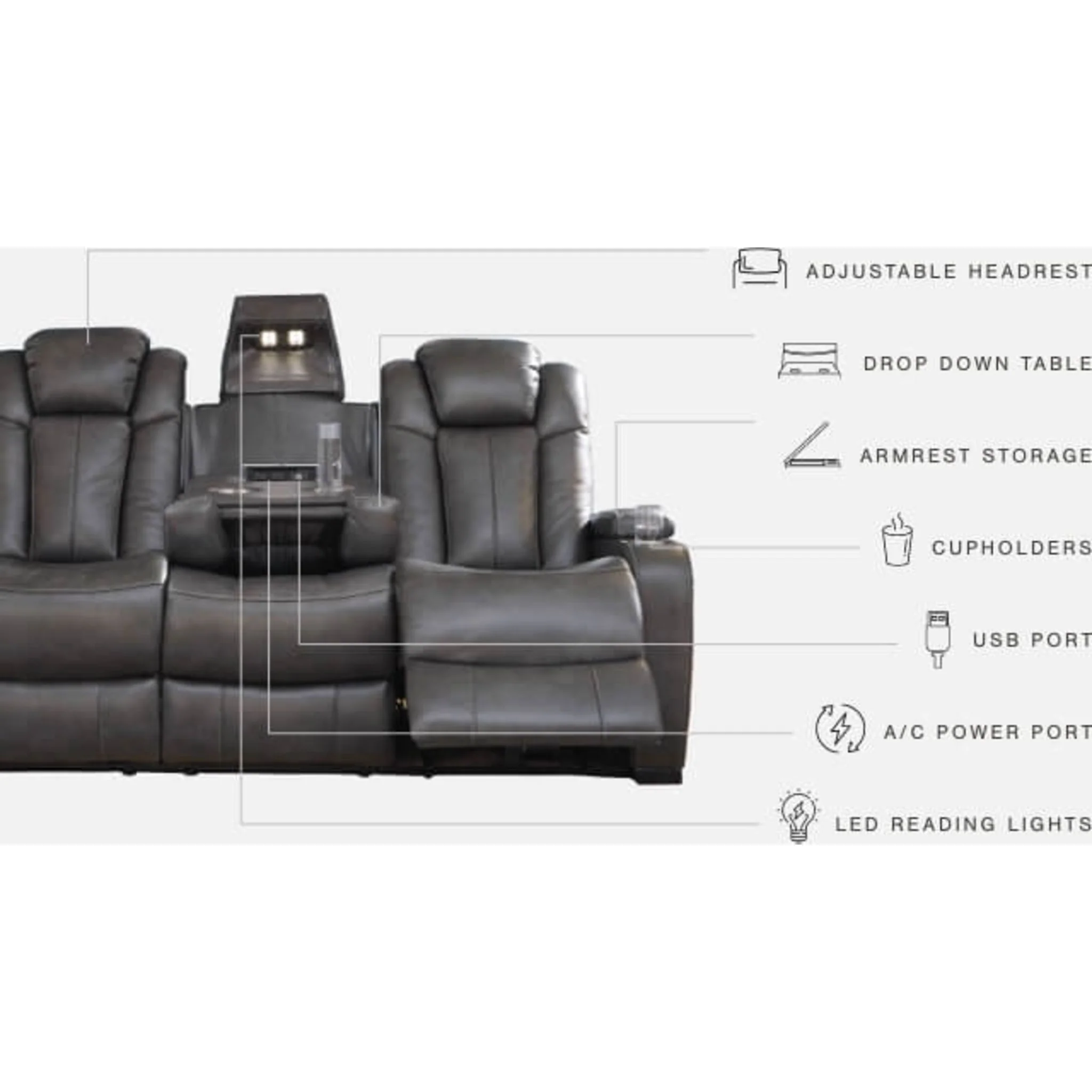 Turbulance Power Reclining Sofa - Quarry - Image 4