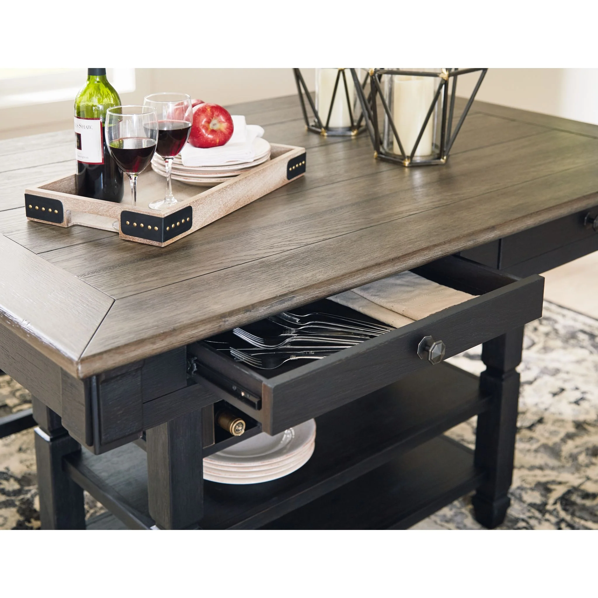 Tyler Creek Counter Height Table - Black/Grey - (D736-32) - Image 14