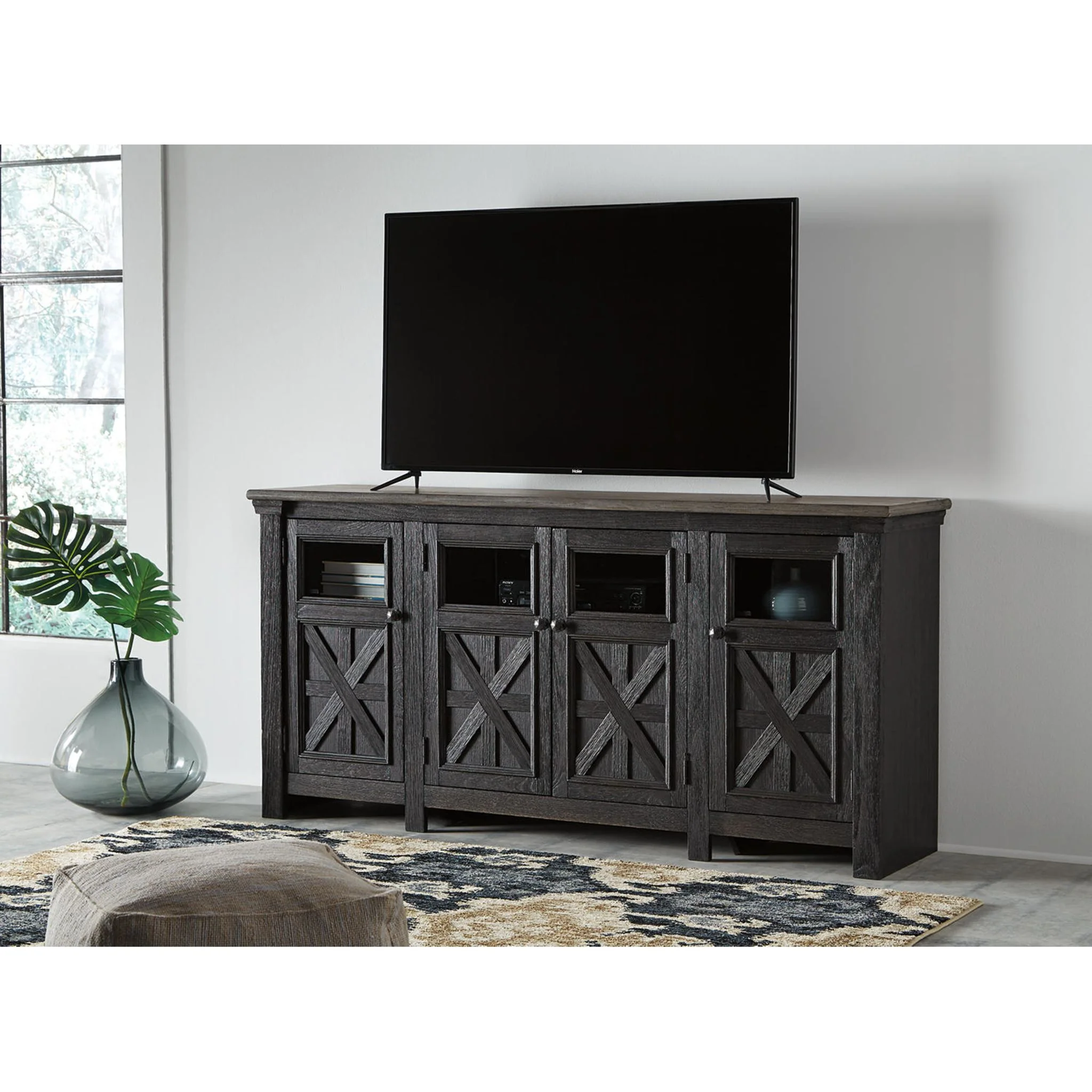 Tyler Creek TV Stand - Black/Gray - Image 2