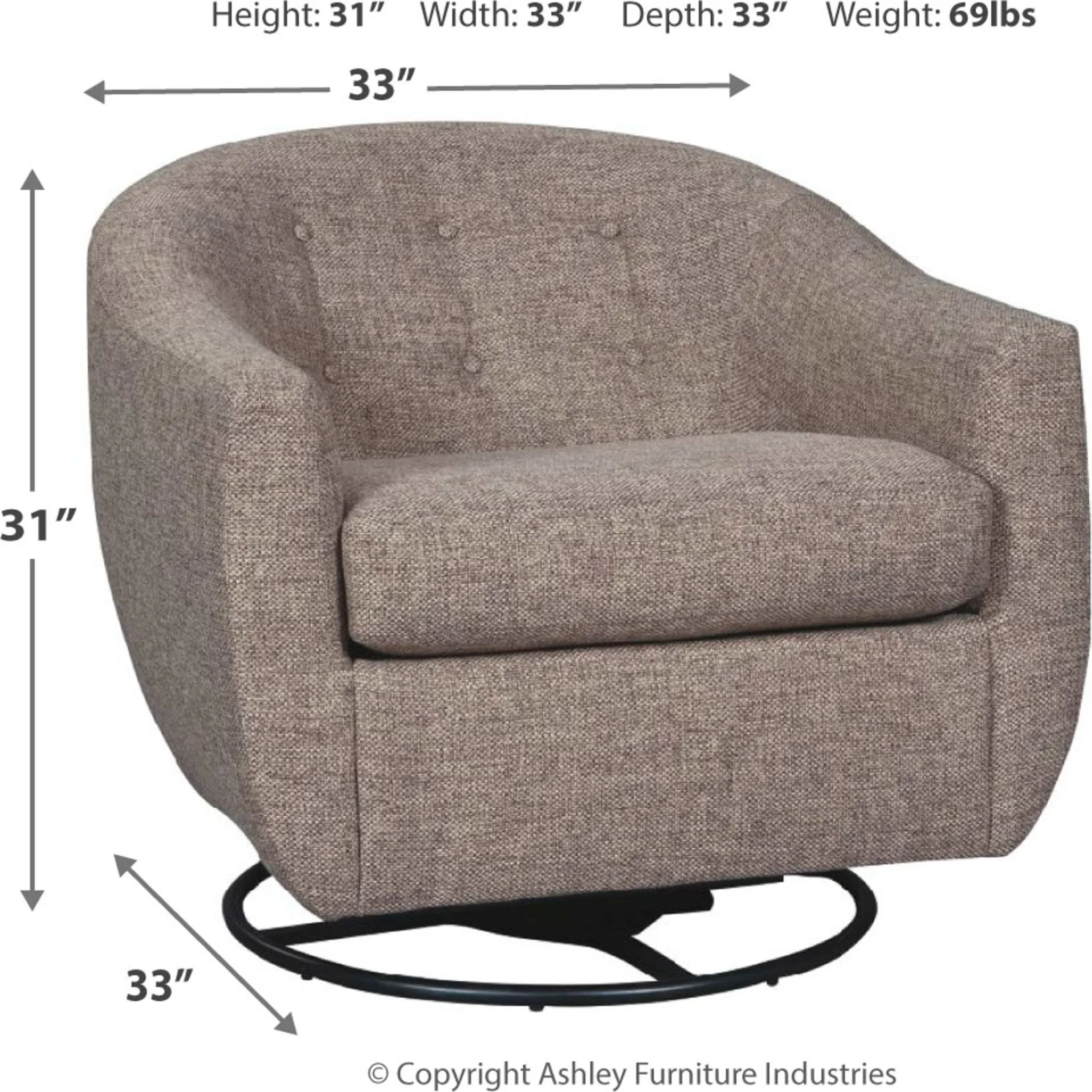 Upshur Accent Chair - Taupe - Image 5
