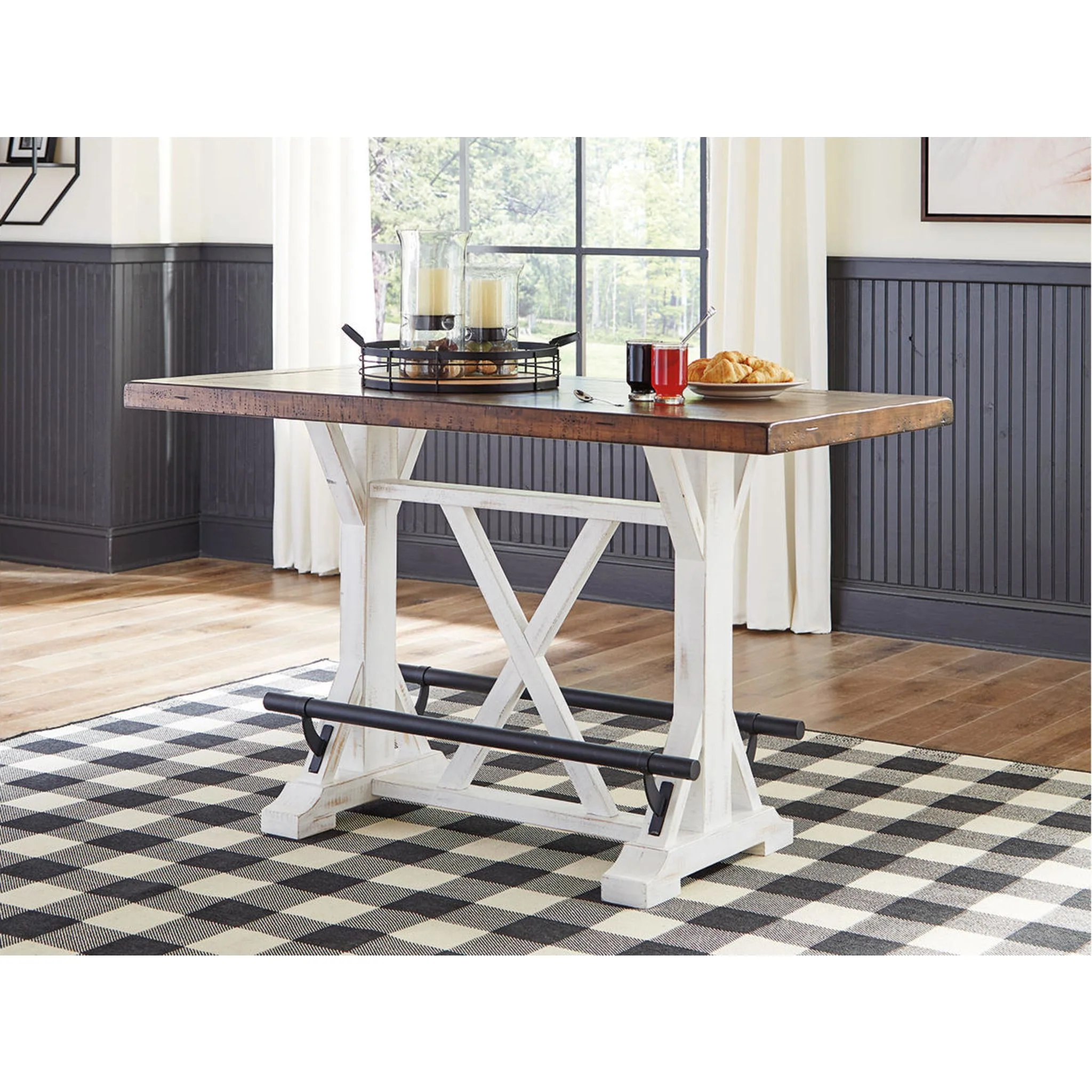 Valebeck Counter Height Table - White/Brown - (D546-13) - Image 2