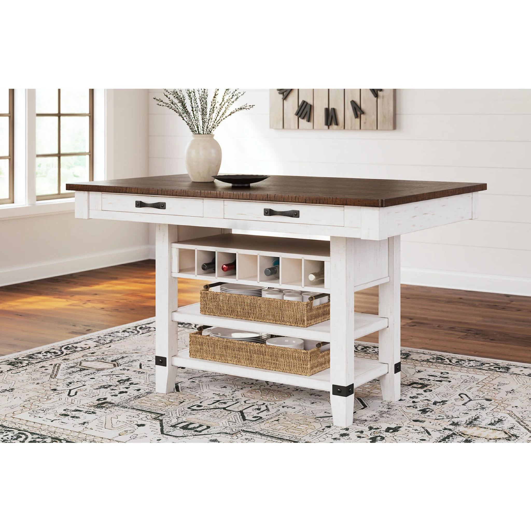 Valebeck Counter Height Table - White/Brown - (D546-32) - Image 2