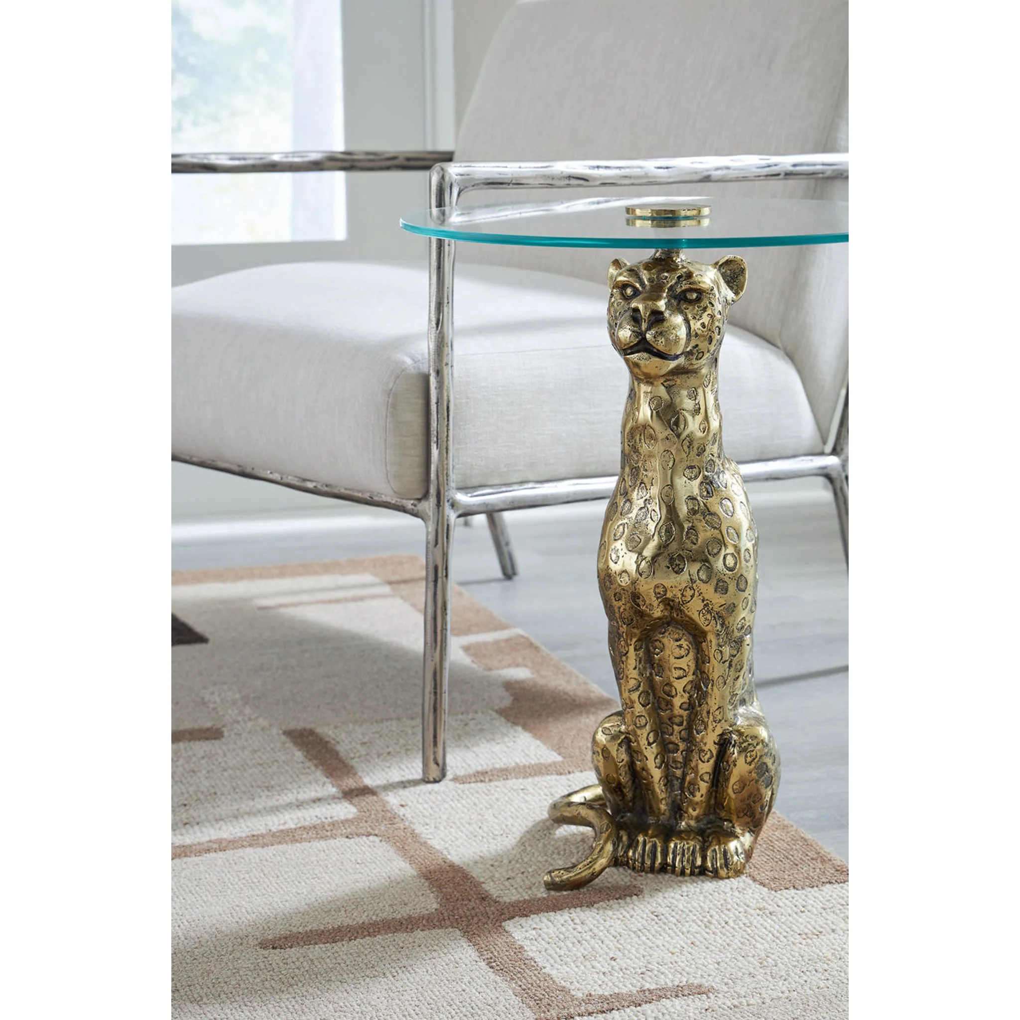 Vallain Accent Table - Antique Gold Finish - Image 7