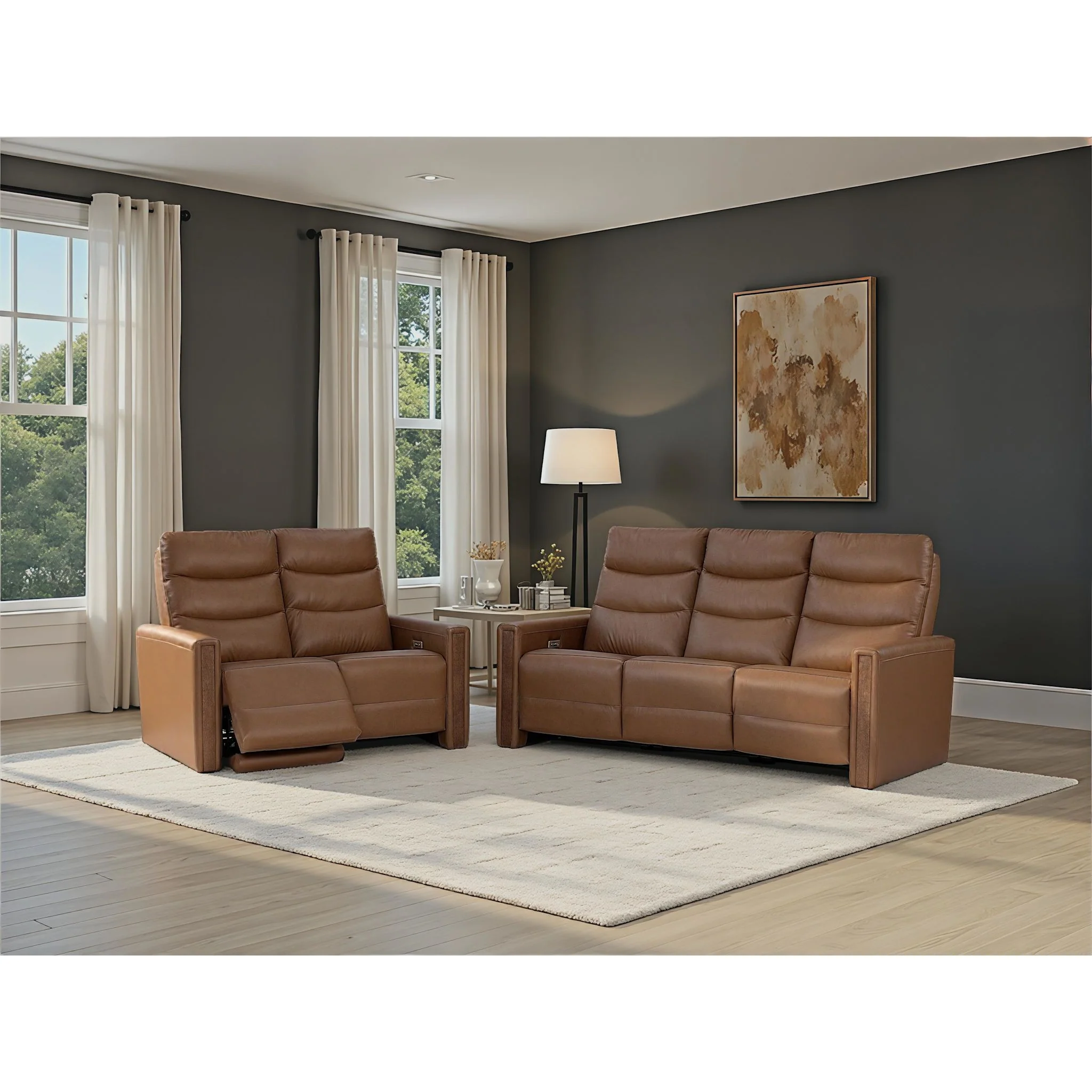 Valmont Power Reclining Sofa With Power Headrest - Verona Russet - Image 2