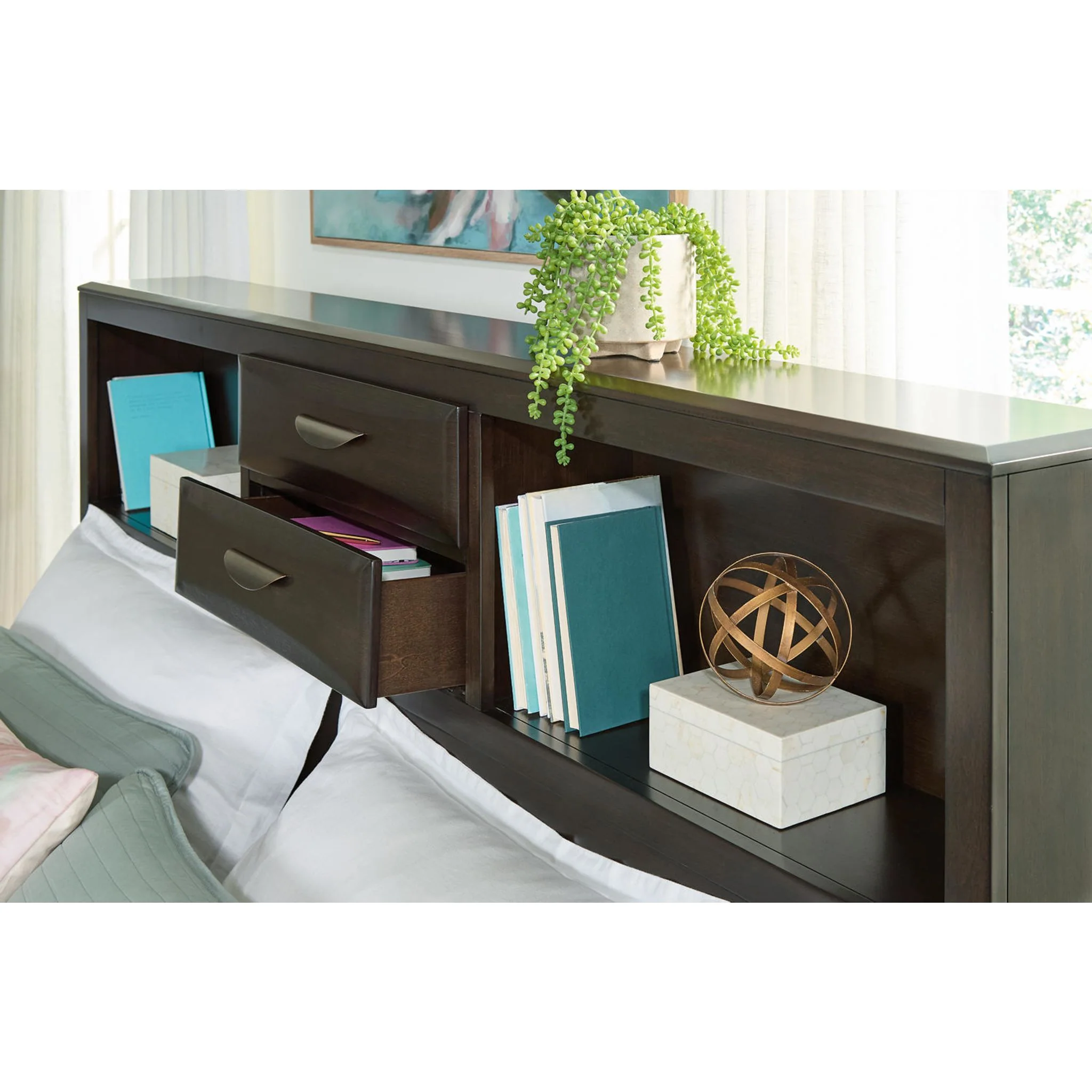 Vanmore King Storage Bed - Dark Brown - Image 6