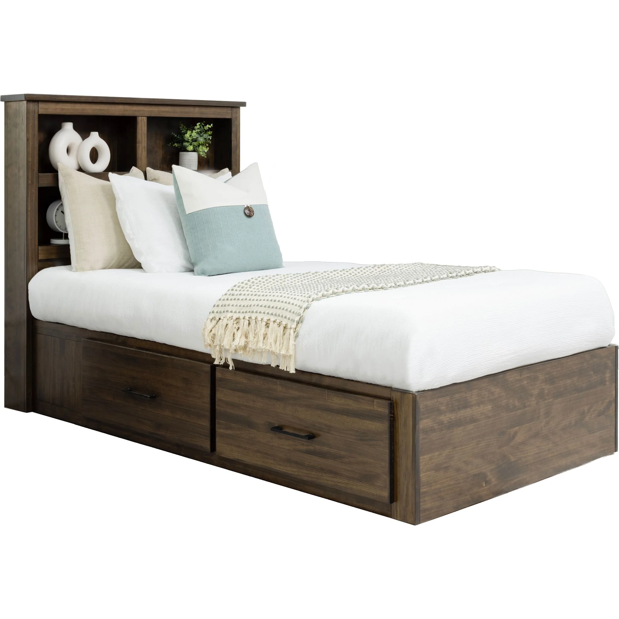 Vera 6 Piece Twin Bookcase Left Storage Bedroom - Truffle - Image 2