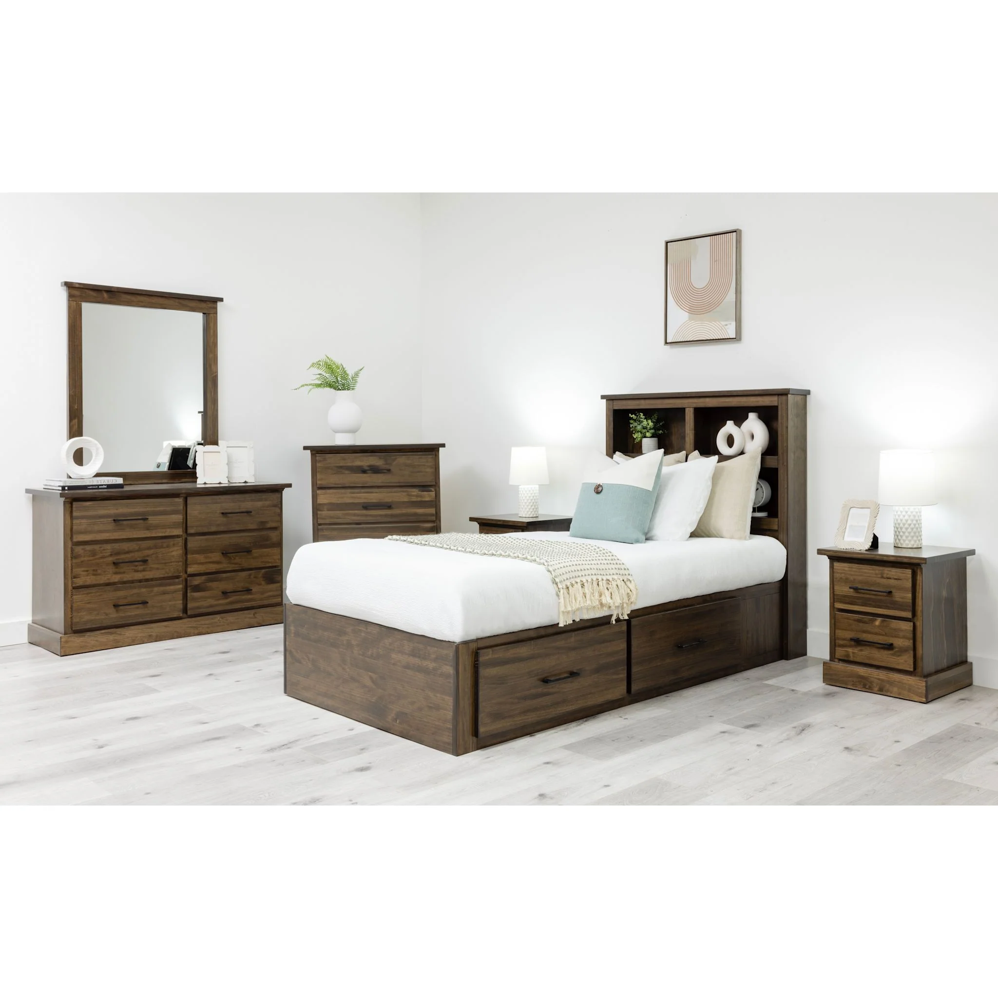 Vera 6 Piece Twin Bookcase Right Storage Bedroom - Truffle