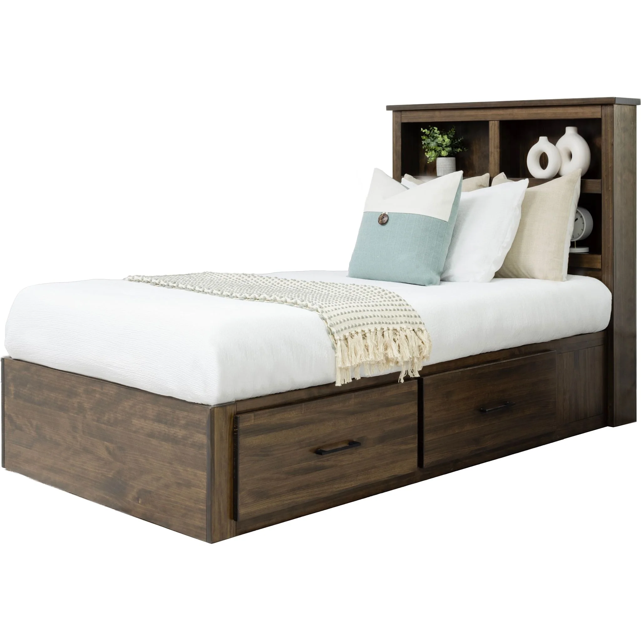Vera 6 Piece Twin Bookcase Right Storage Bedroom - Truffle - Image 2