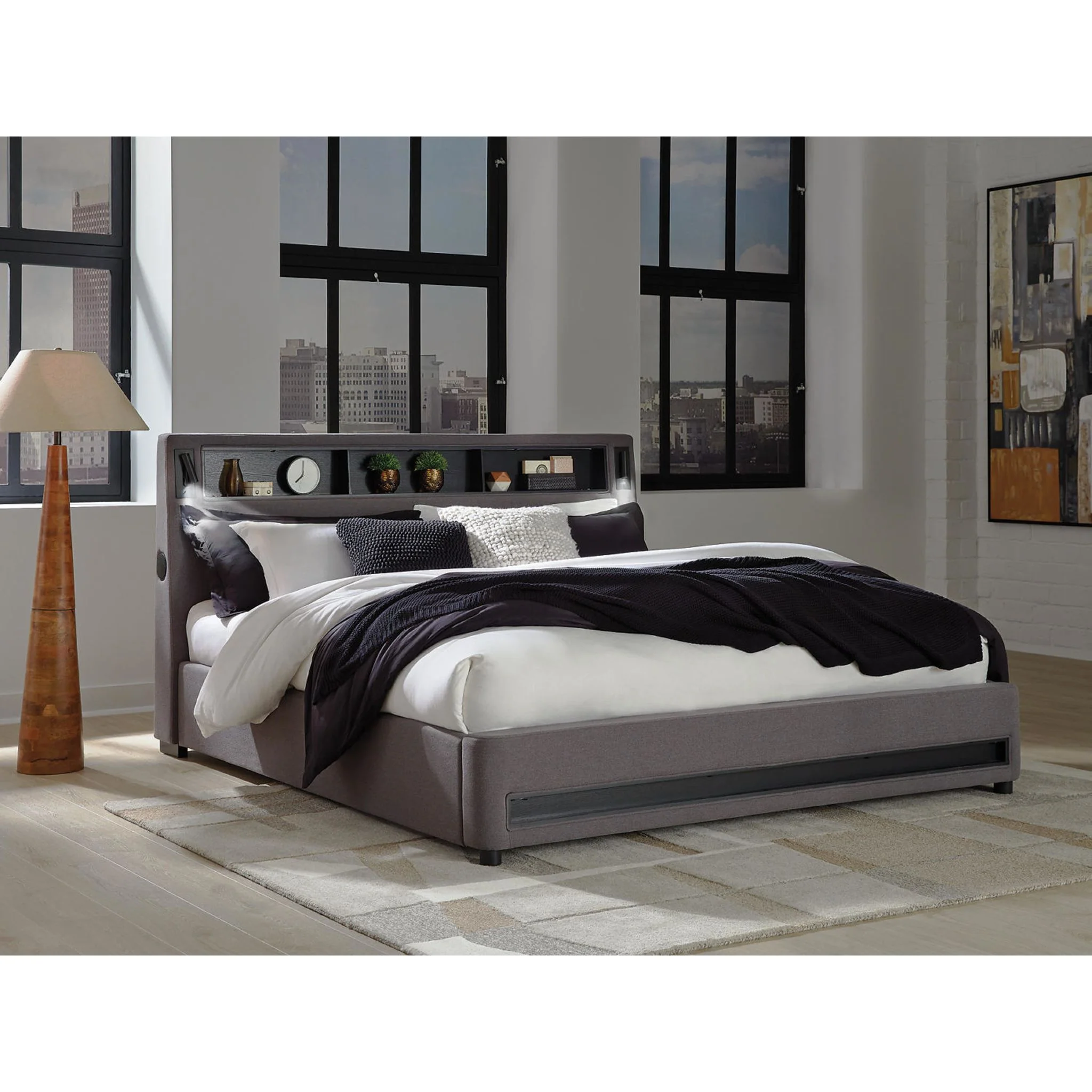Verishaw King Upholstered Bed - Gray - Image 13