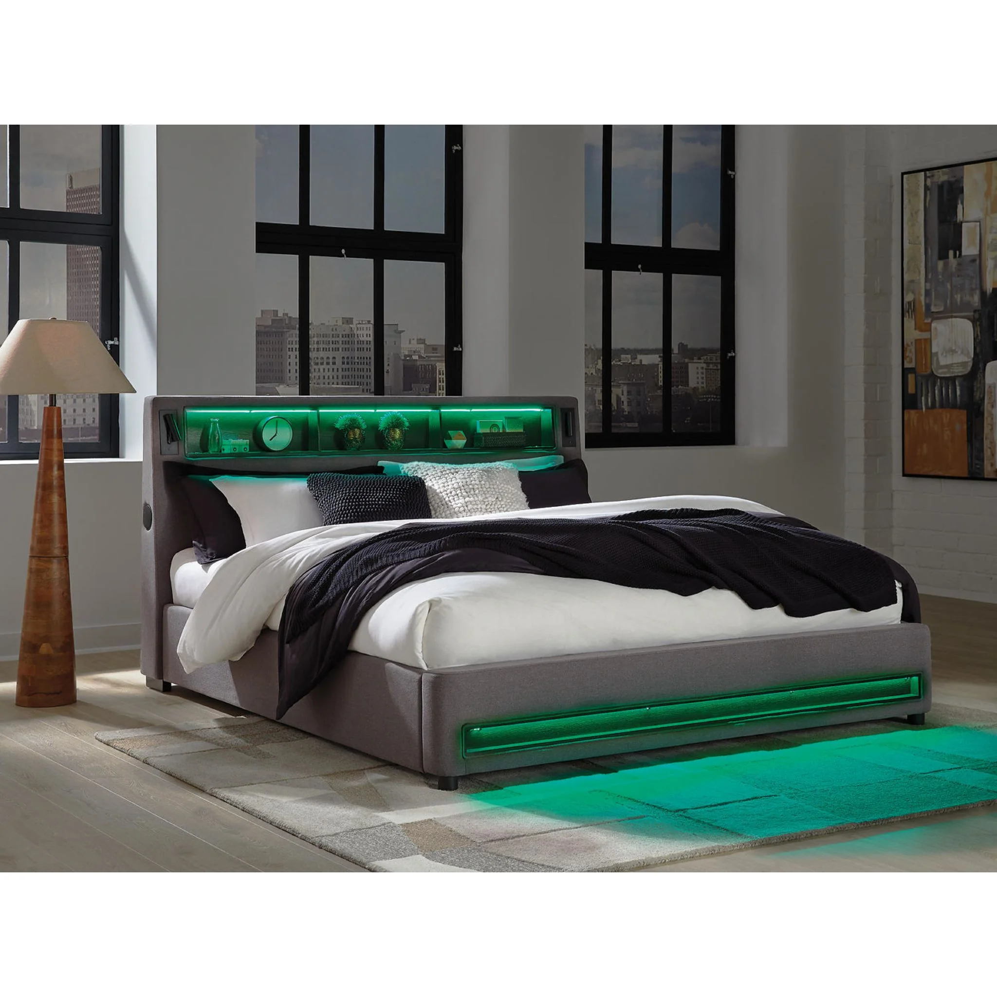 Verishaw King Upholstered Bed - Gray - Image 4