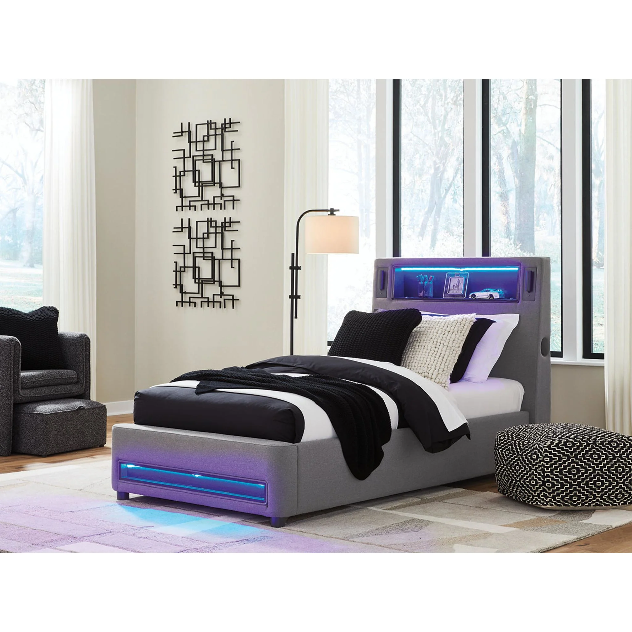 Verishaw Upholstered Bed - Gray - Image 2