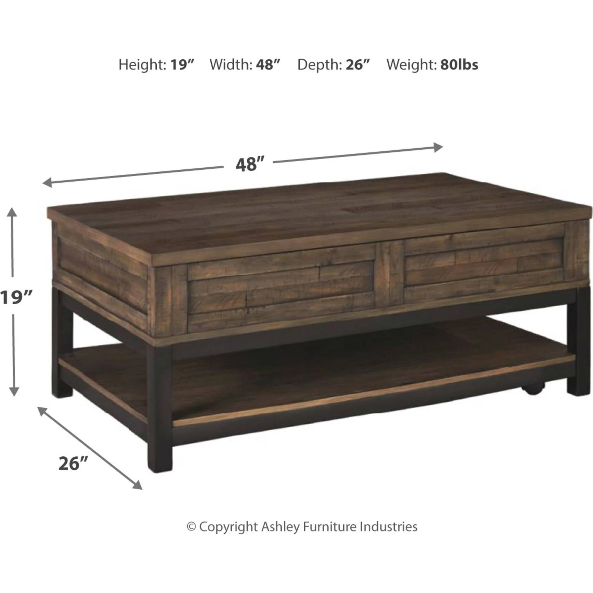 Villa Flora Coffee Table - Grayish Brown - Image 7