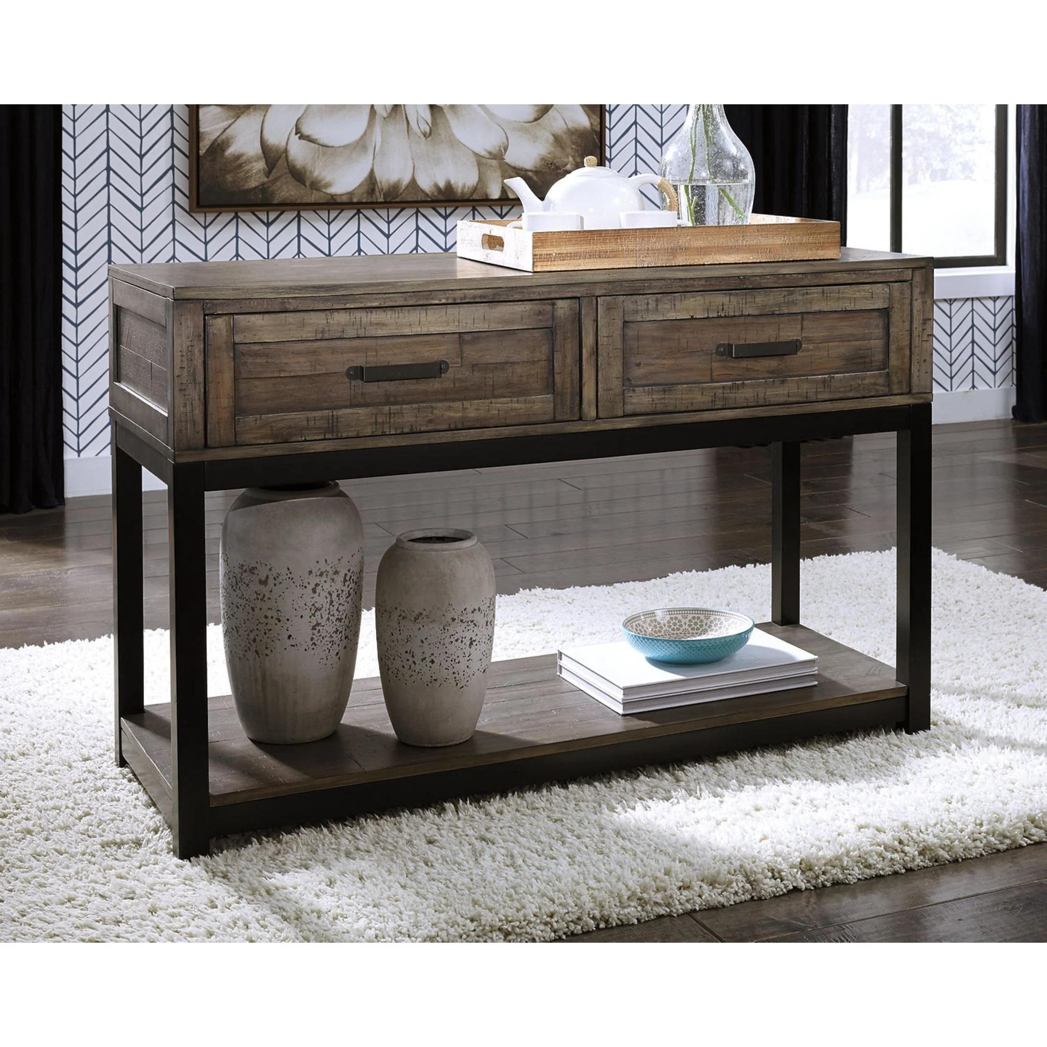 Villa Flora Sofa Table - Grayish Brown - Image 2