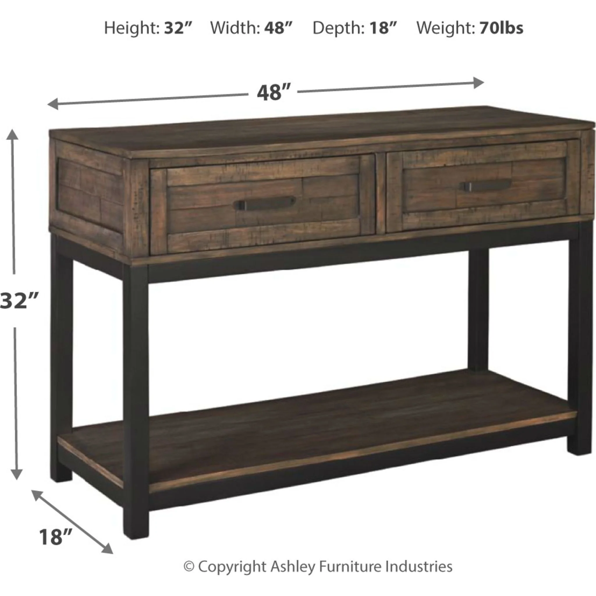 Villa Flora Sofa Table - Grayish Brown - Image 4