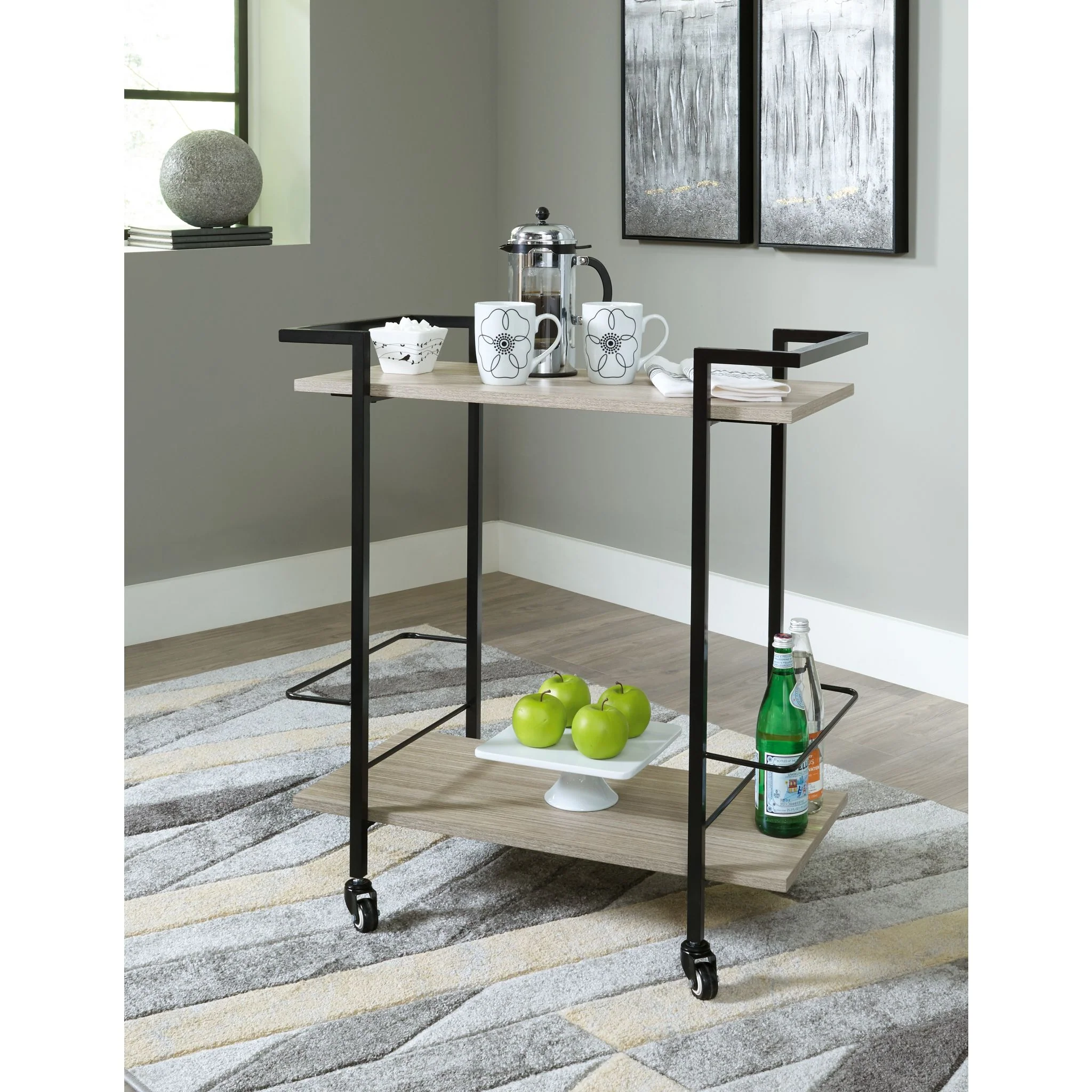 Waylowe Bar Cart - Brown/Black - Image 2