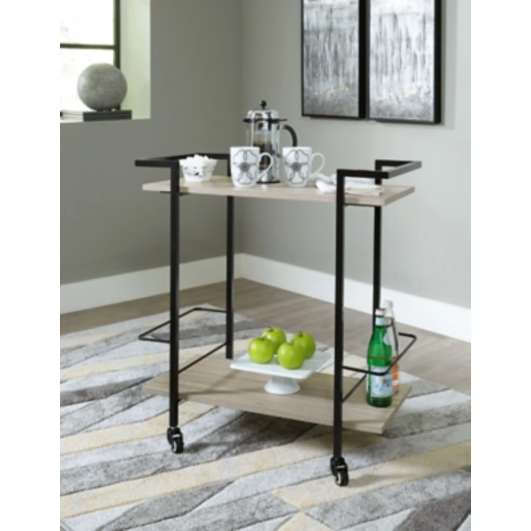 Waylowe Bar Cart - Brown/Black - Image 7