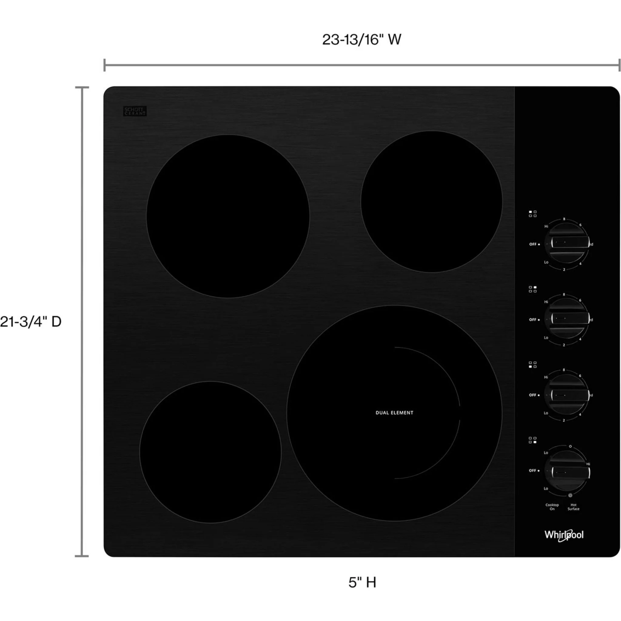 Whirlpool 24-inch Compact Electric Ceramic Glass Cooktop -Black (WCE55US4HB) - Image 20