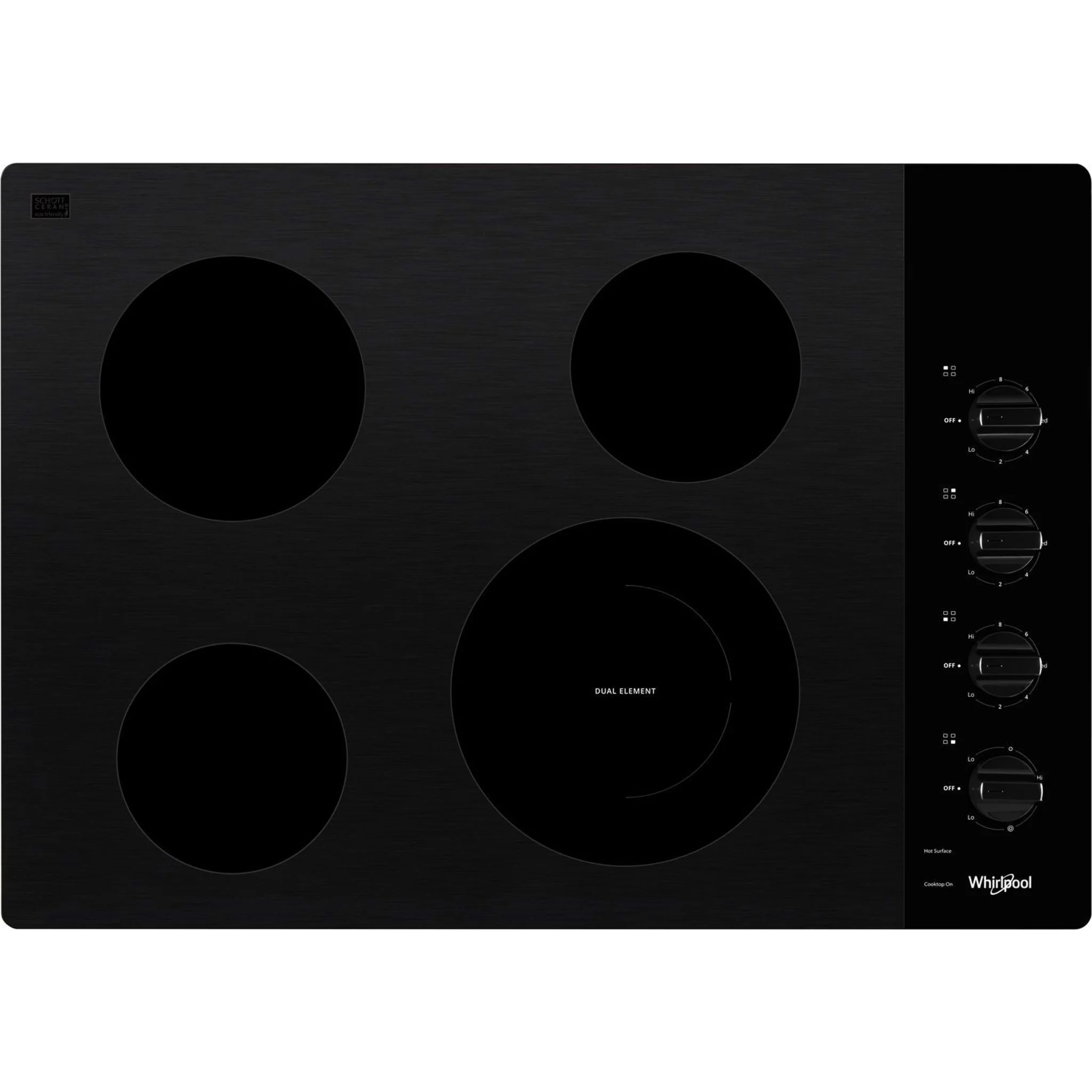 Whirlpool 30-inch Electric Ceramic Glass Cooktop with Dual Radiant Element -Black (WCE55US0HB) - Image 2
