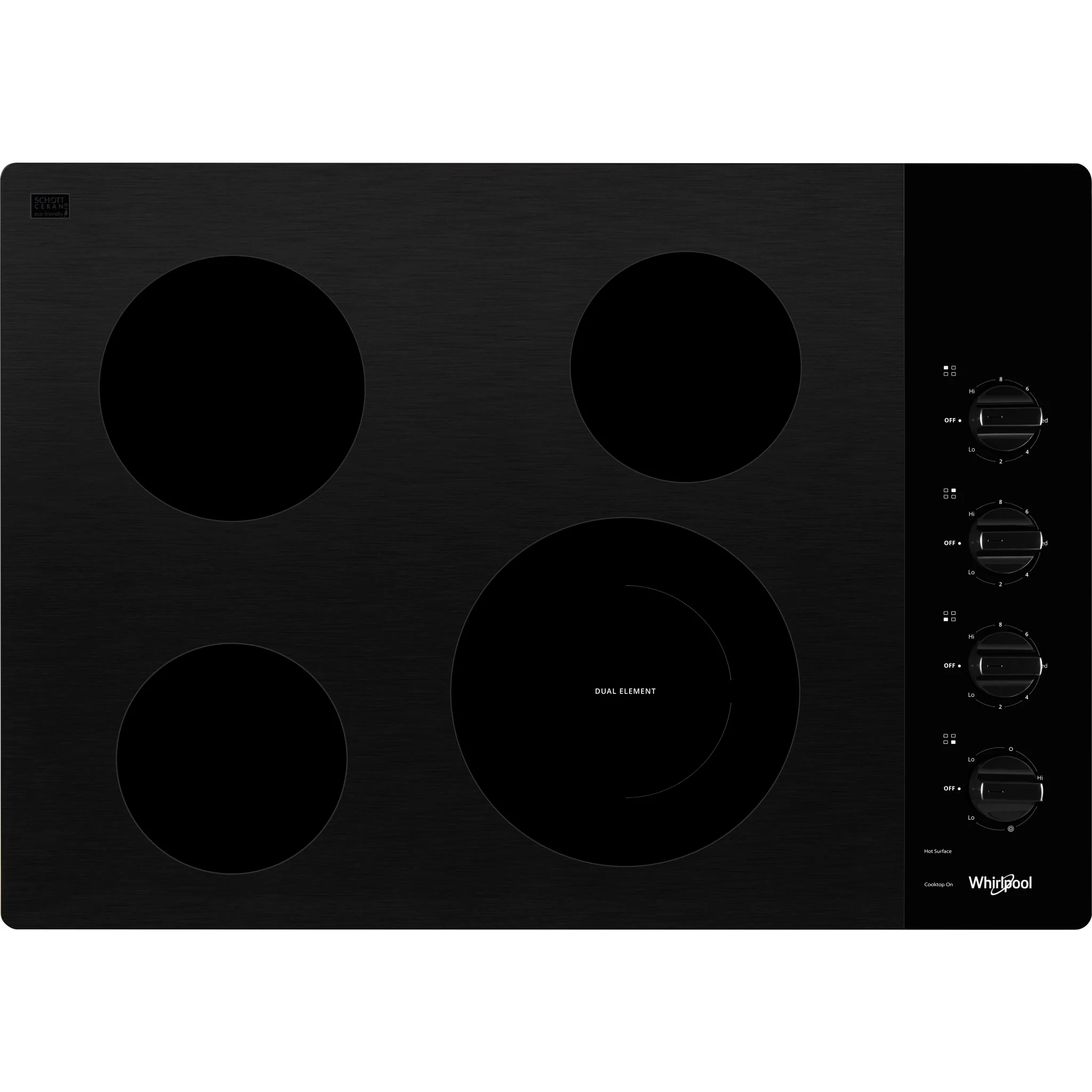 Whirlpool 30-inch Electric Ceramic Glass Cooktop with Dual Radiant Element -Black (WCE55US0HB) - Image 6