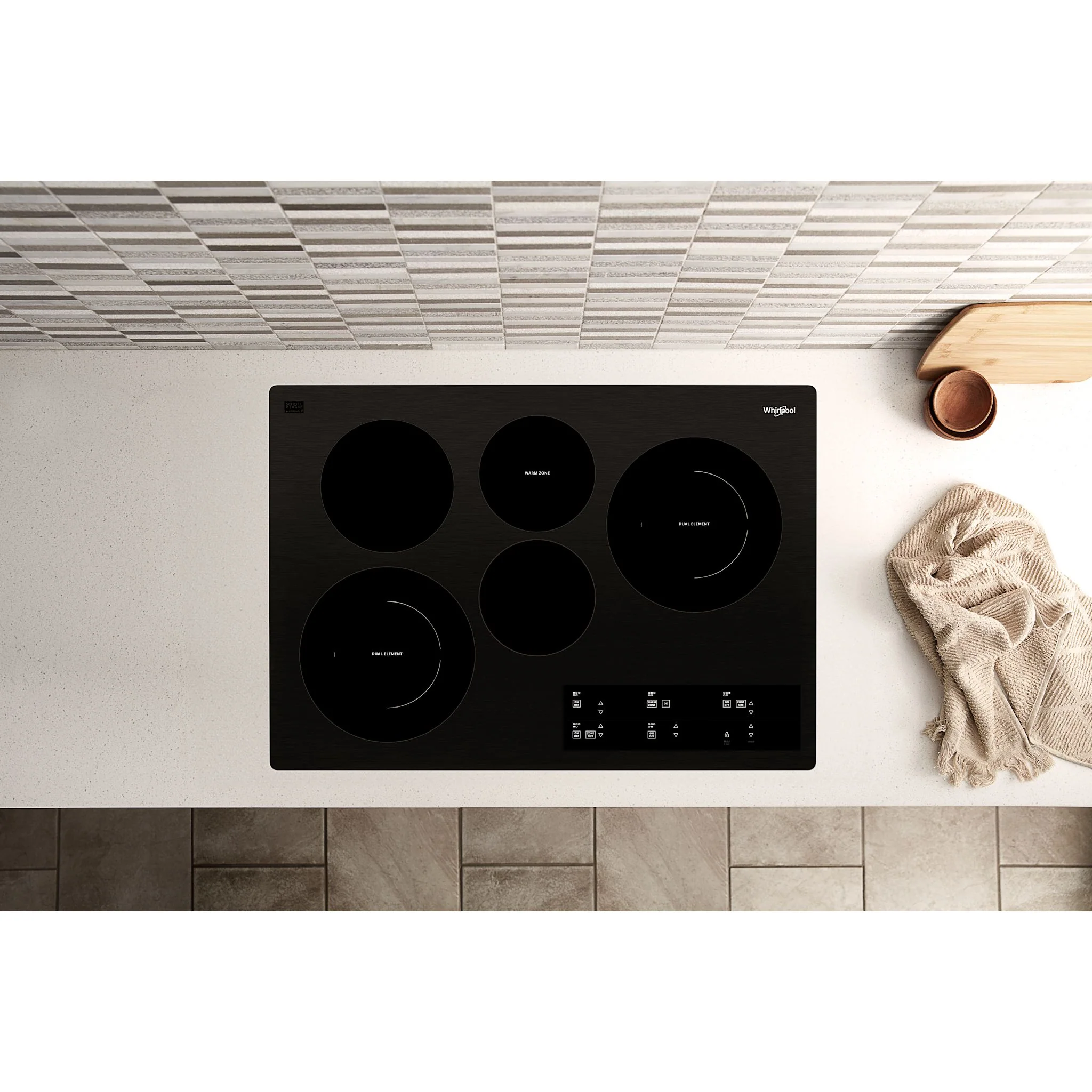 Whirlpool 30-inch Electric Ceramic Glass Cooktop with Two Dual Radiant Elements -Black (WCE97US0KB) - Image 4