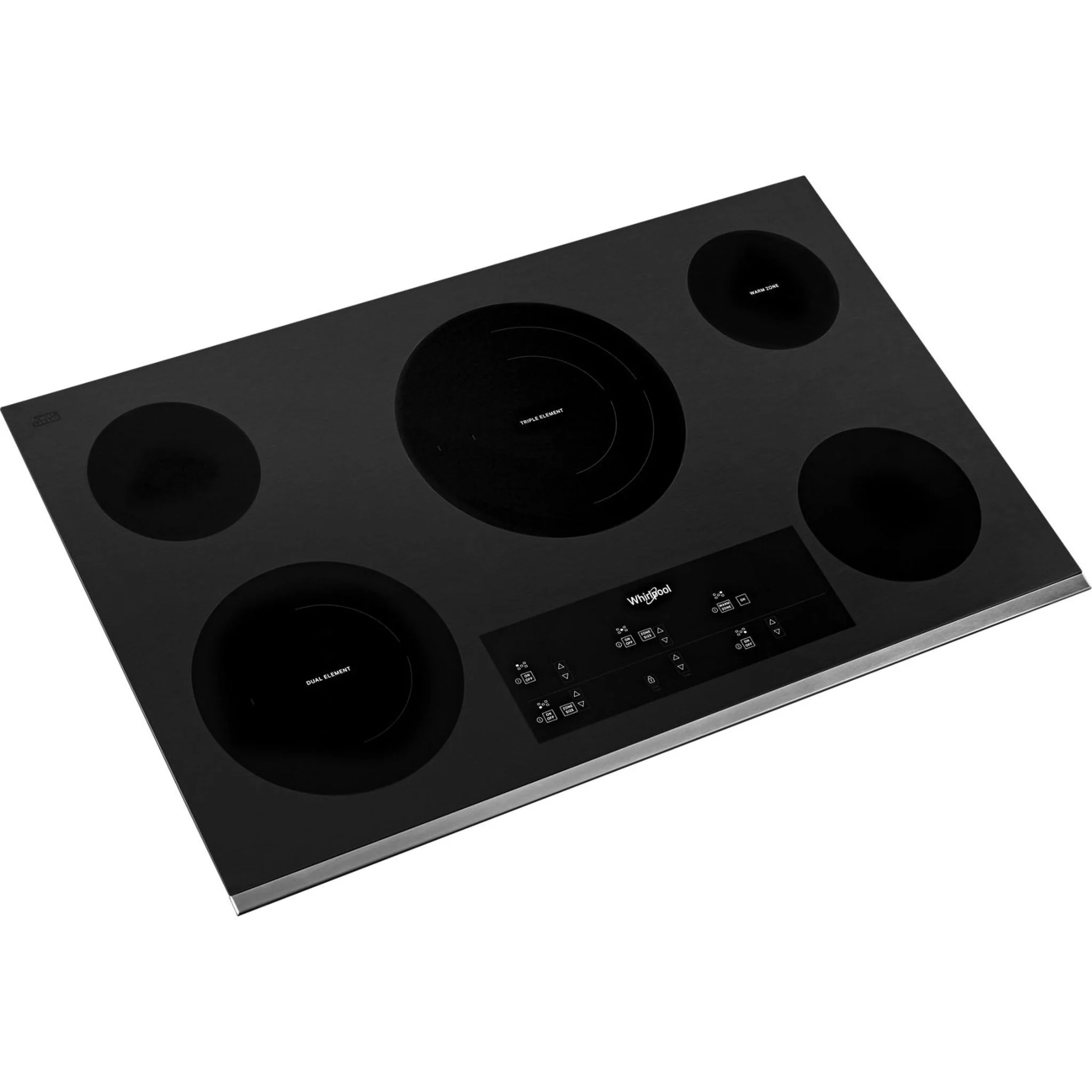Whirlpool 30-inch Electric Ceramic Glass Cooktop with Two Dual Radiant Elements -Stainless Steel (WCE97US0KS) - Image 2